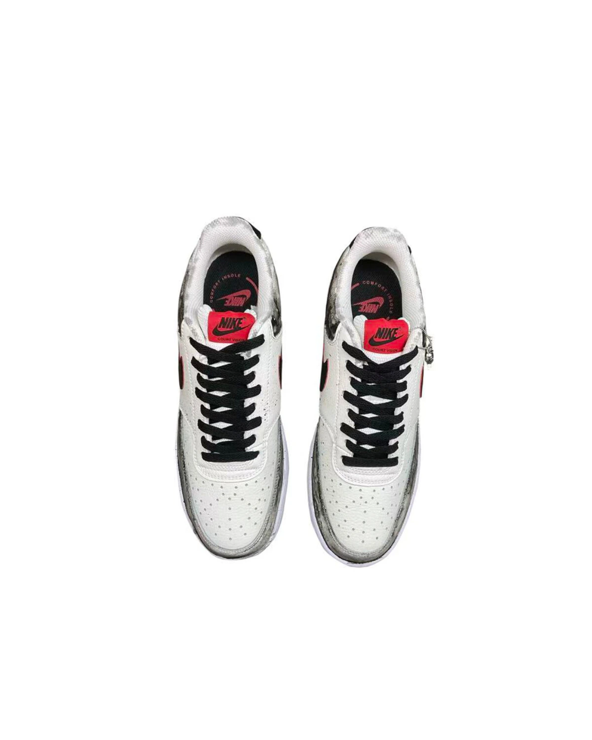 Nike Court Vision 1 мужские кроссовки черно-серые с принтом и амортизацией картинка