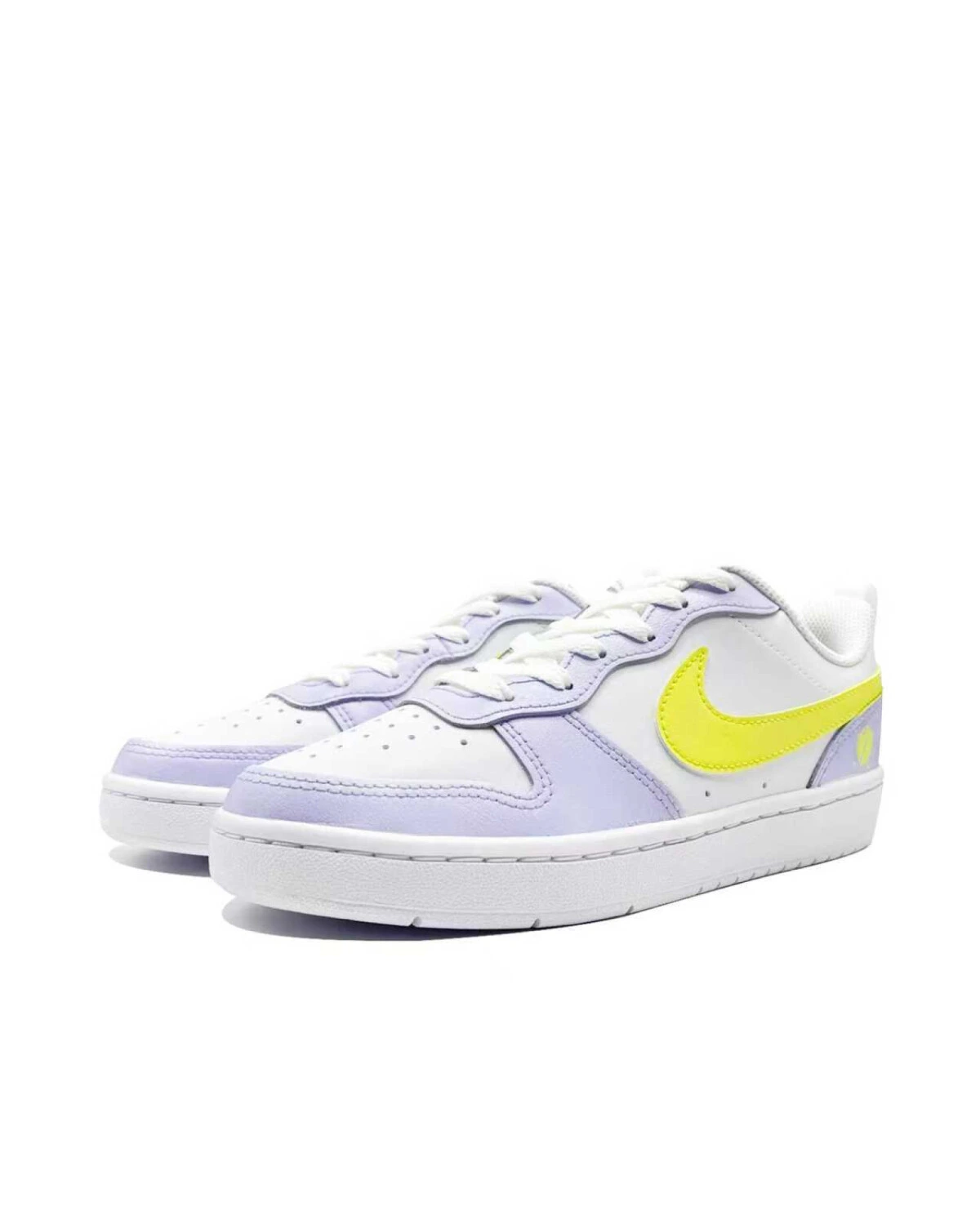 Nike Court Borough детские кроссовки кожаные фиолетово-желтые картинка