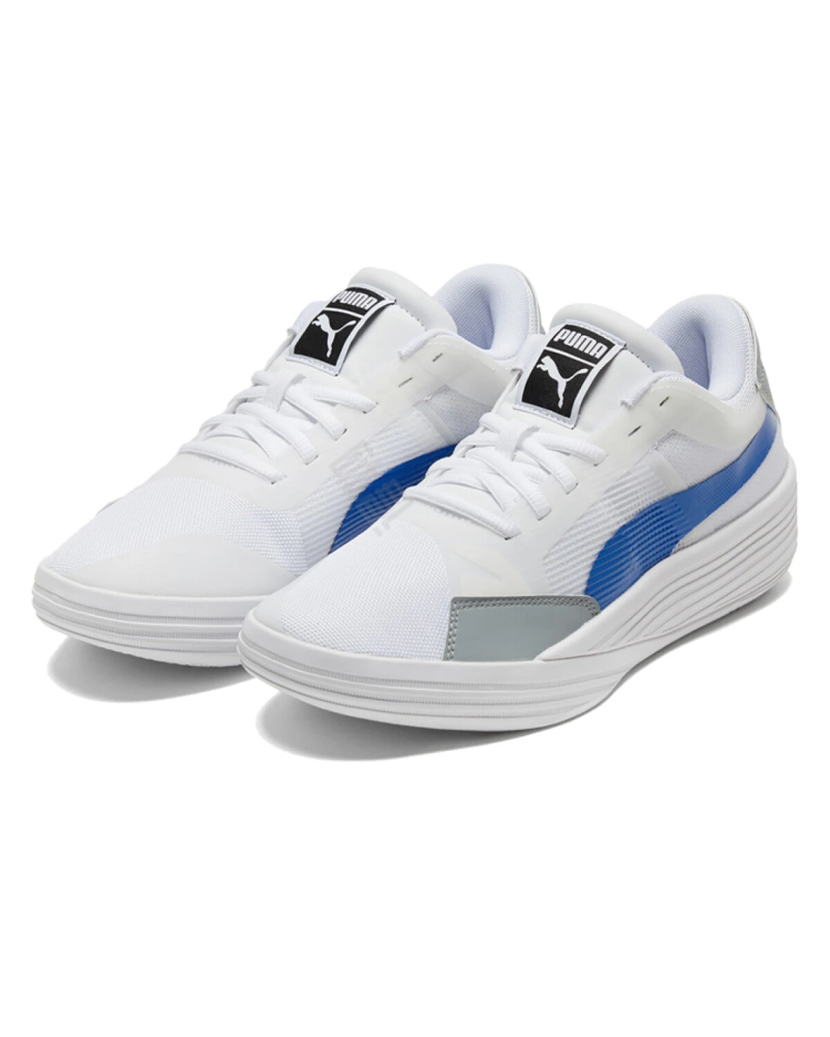 PUMA Clyde All Pro Team unisex спортивные кроссовки бело-серо-голубые с амортизацией картинка