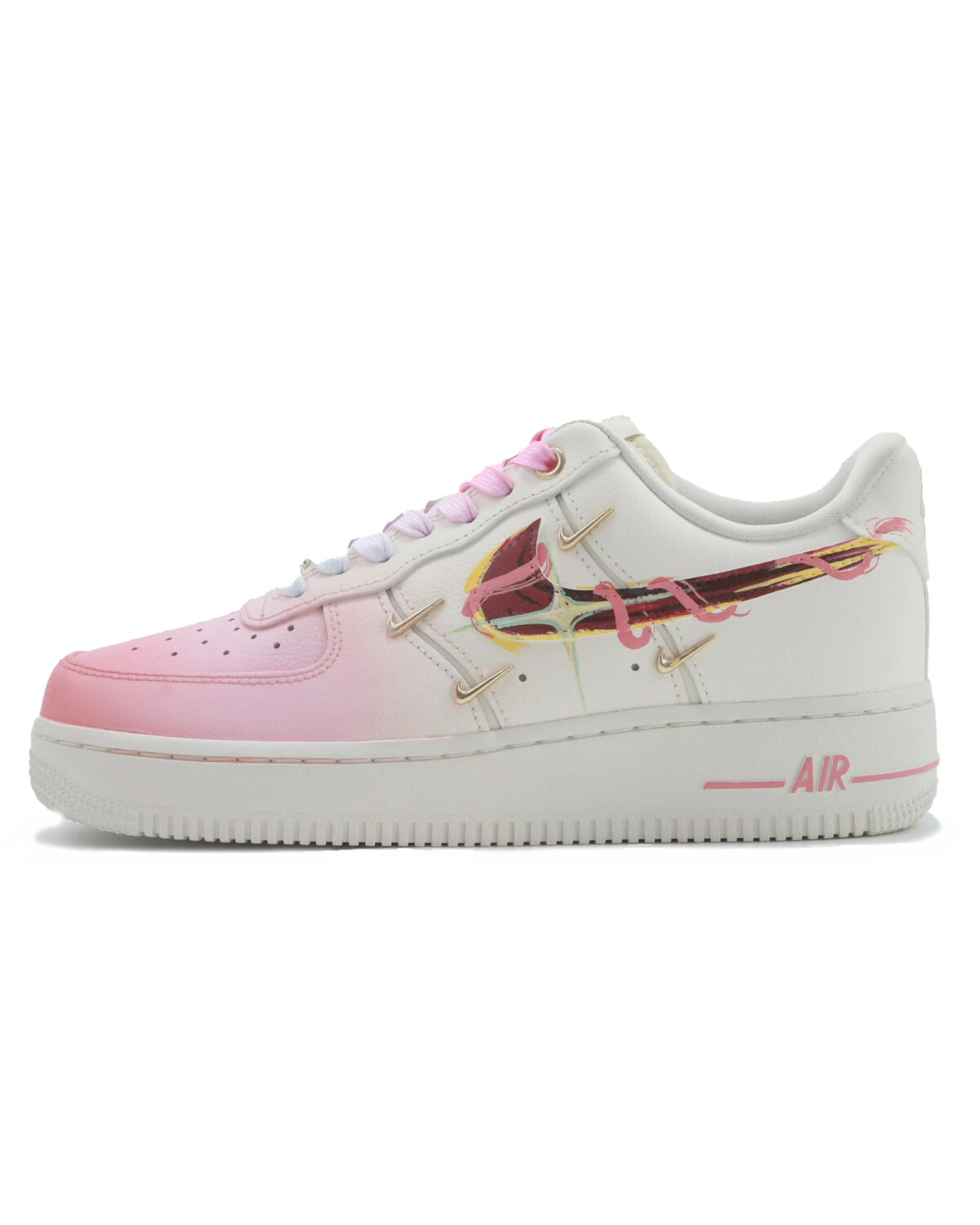 Nike Air Force 1 женские кроссовки кожаные фиолетово-розовые картинка