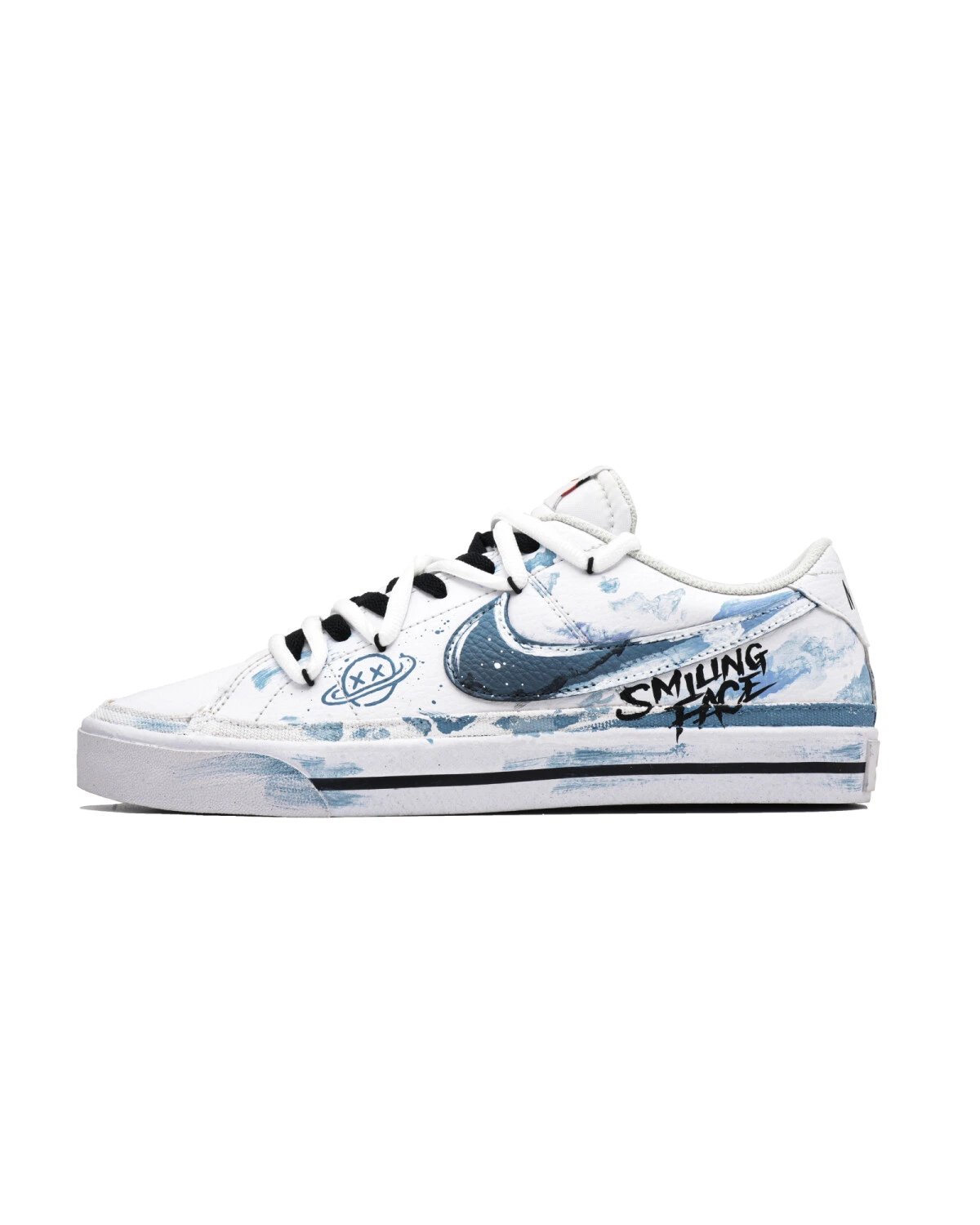 Nike Court Legacy Smiley Face кроссовки сине-белые с противоскользящей подошвой картинка