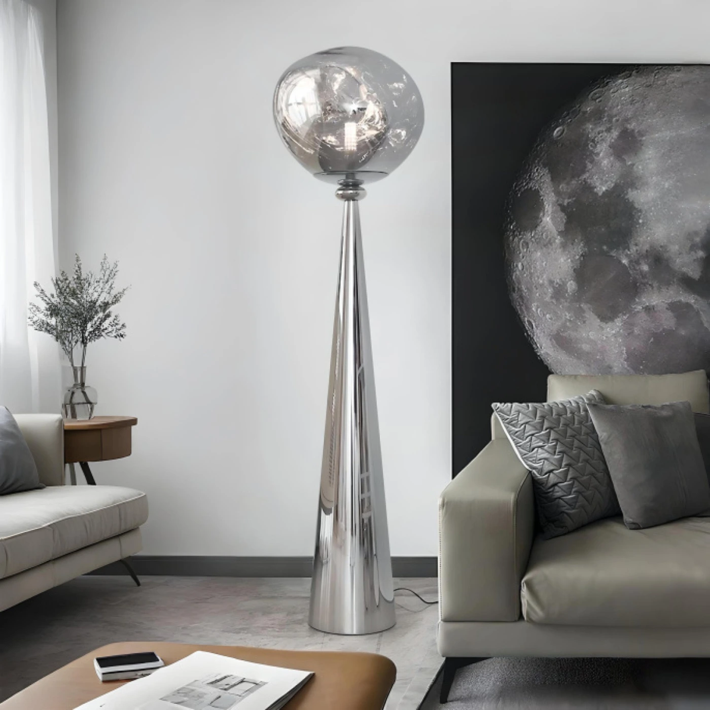 Напольный светильник для гостиной в скандинавском стиле (серебристый) картинка