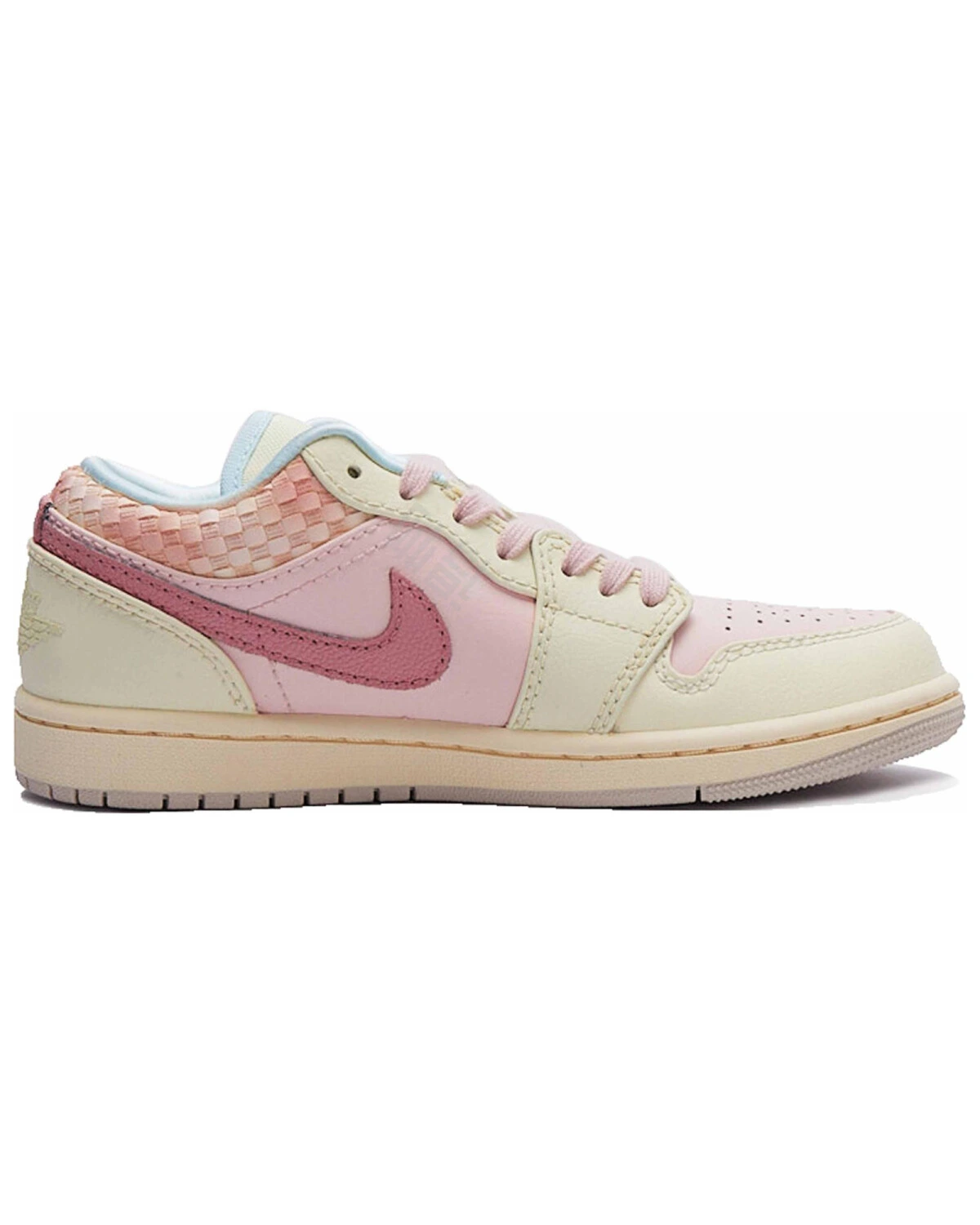 Jordan Air Jordan 1 женские кроссовки розово-бежевые с принтом змеи картинка