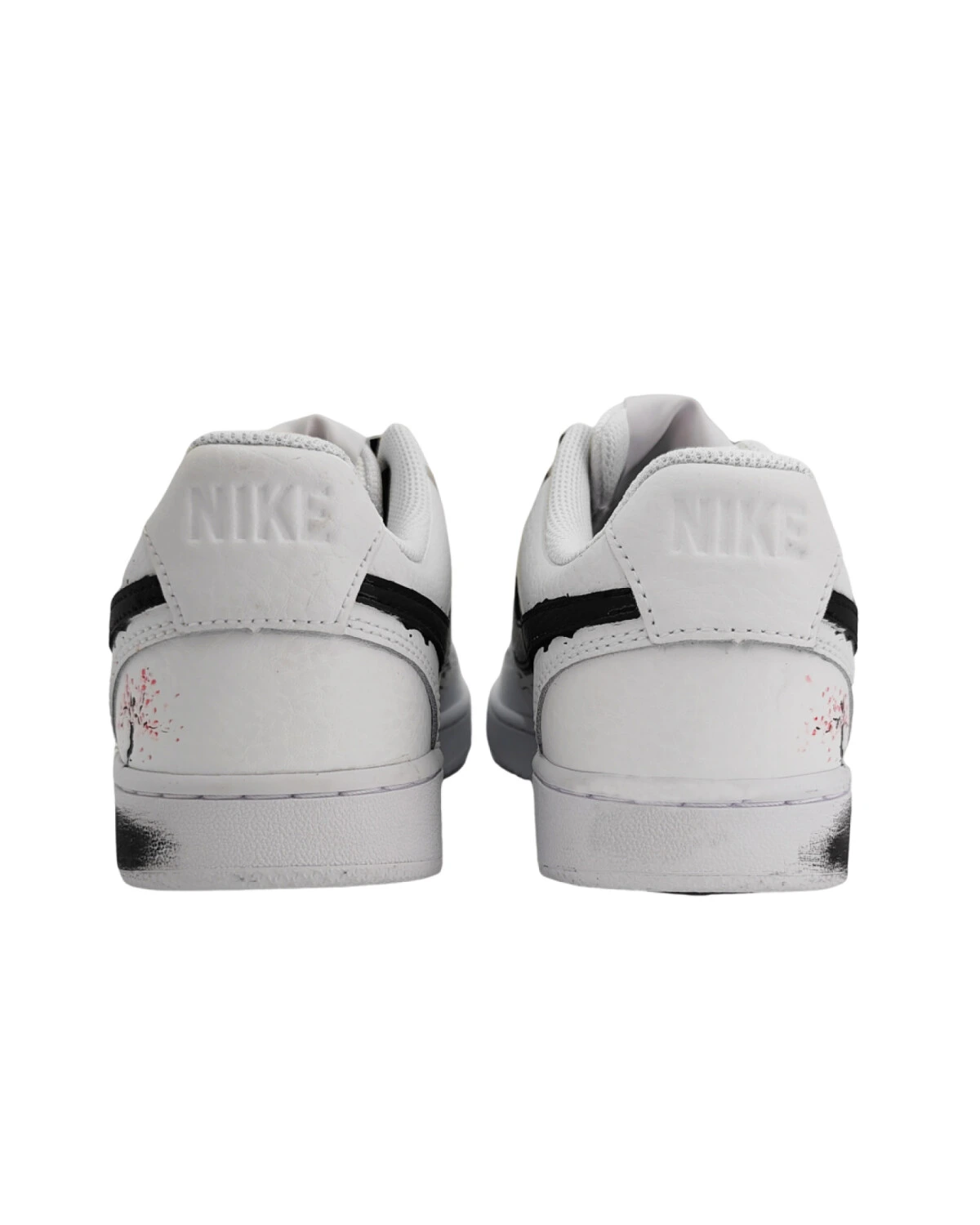 Nike Court Vision 1 Унисекс кроссовки бело-черные с граффити картинка