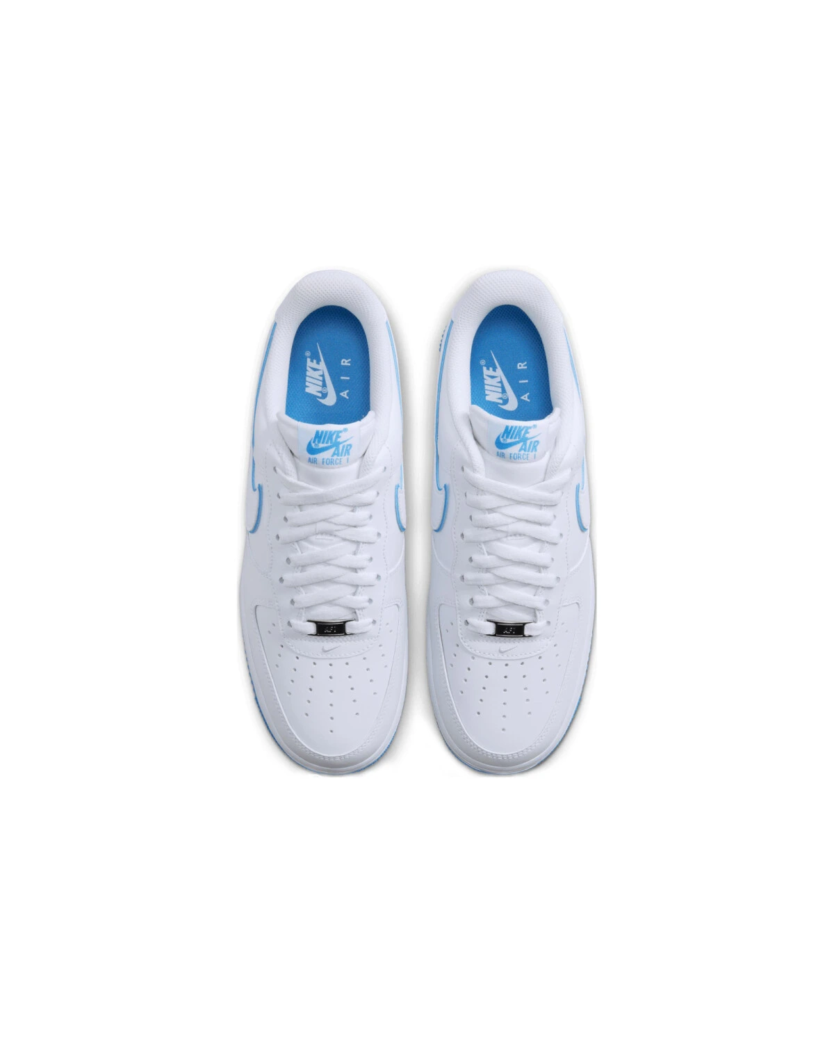 Nike Air Force 1 мужские кроссовки белые с синими деталями картинка