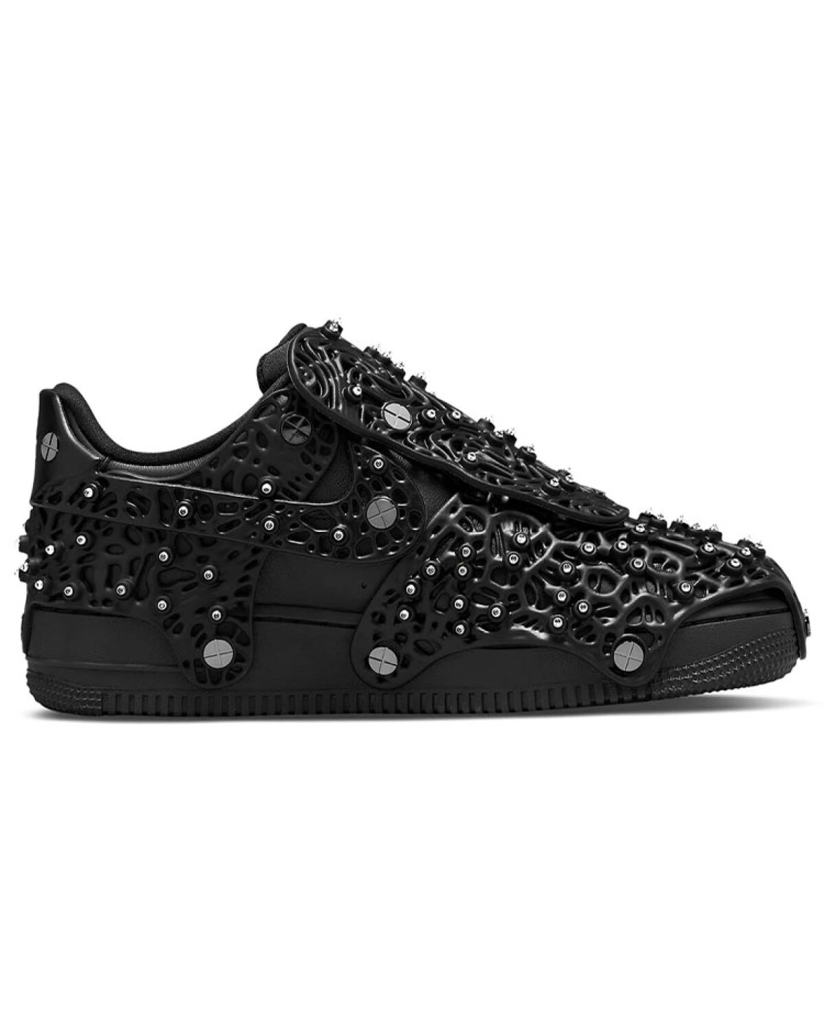 Nike Air Force 1 женские кроссовки из натуральной кожи чёрные картинка
