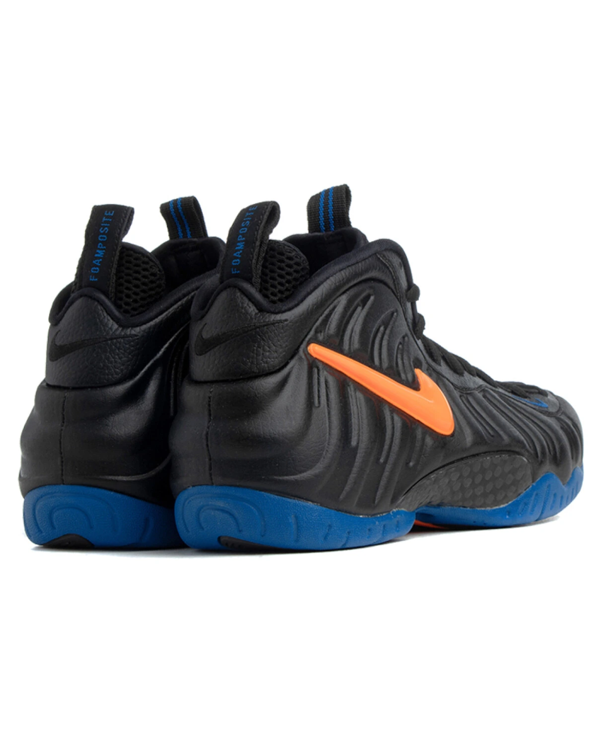 Nike Foamposite Pro унисекс высокие кроссовки черные с оранжевым и синим картинка