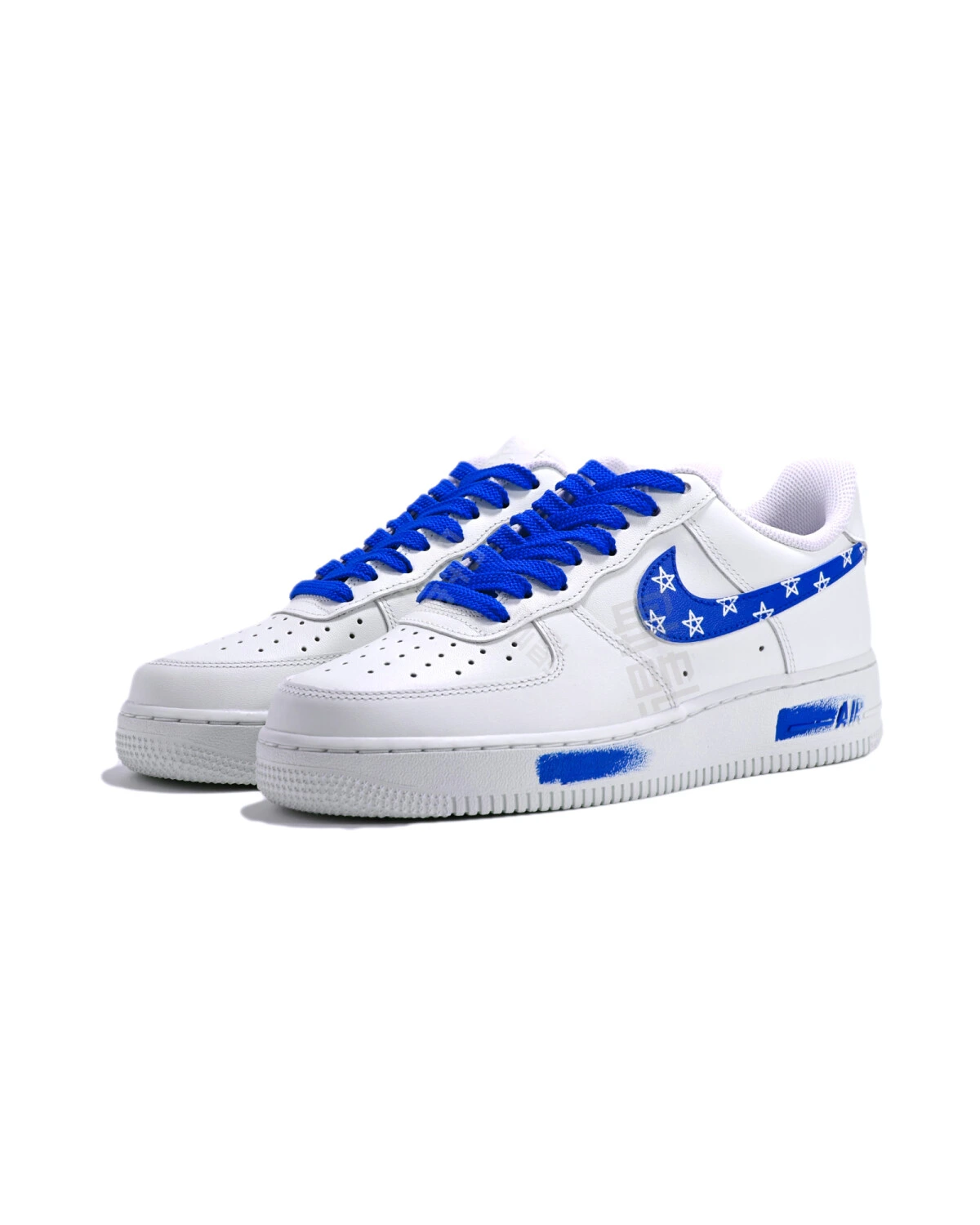 Nike Air Force 1 Unisex кроссовки сине-белые с пятиконечной звездой картинка