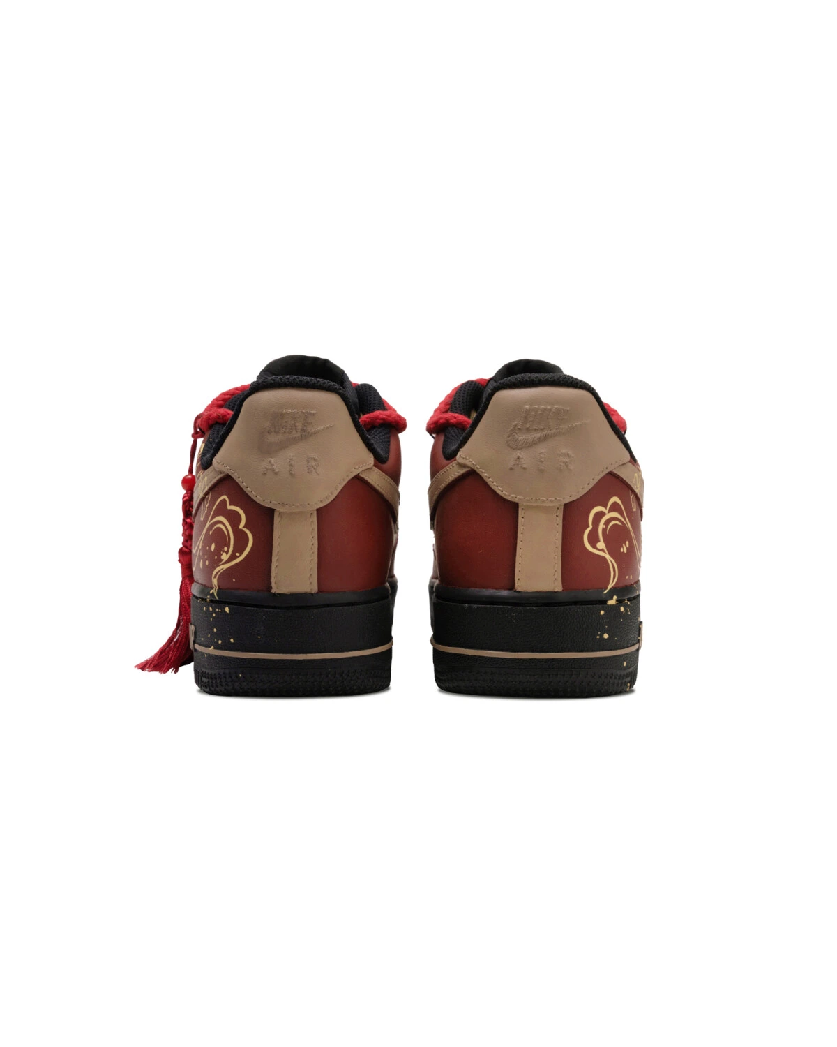 Nike Air Force 1 unisex кроссовки черно-красные износостойкие картинка