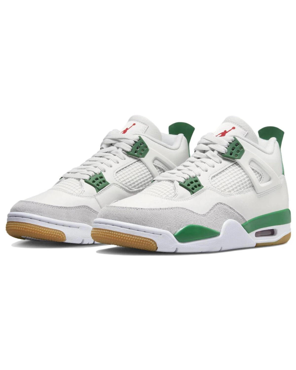 Jordan Air Jordan 4 MID унисекс кроссовки белые с зелёными вставками картинка