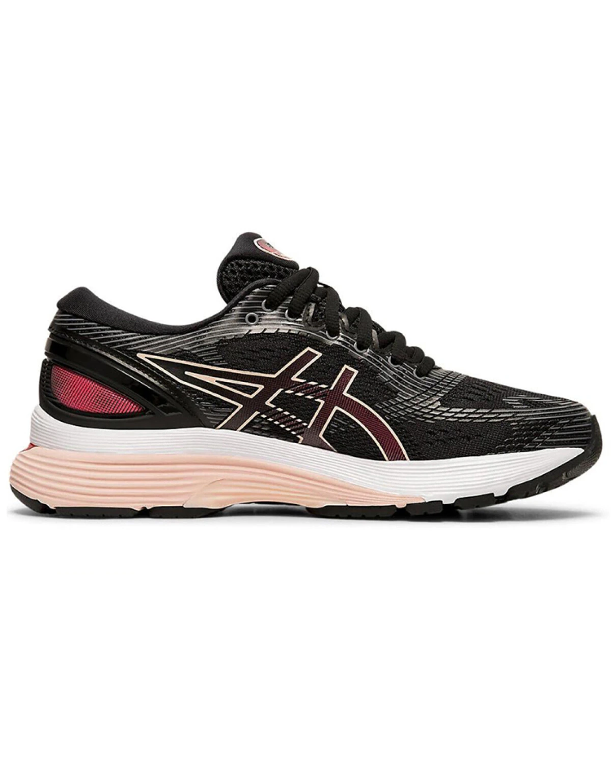 Asics GEL-Nimbus 21 женские кроссовки черно-красные воздухопроницаемые картинка