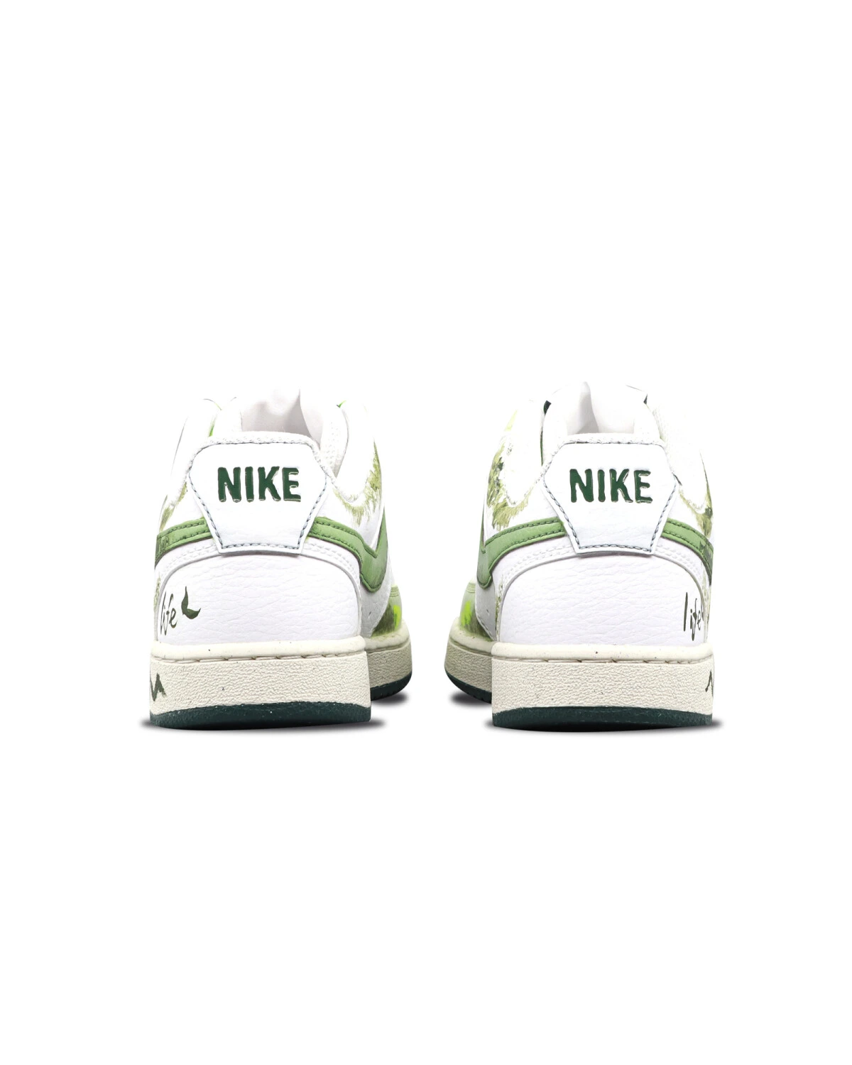 Nike Court Vision унисекс кеды бело-зеленые с граффити картинка