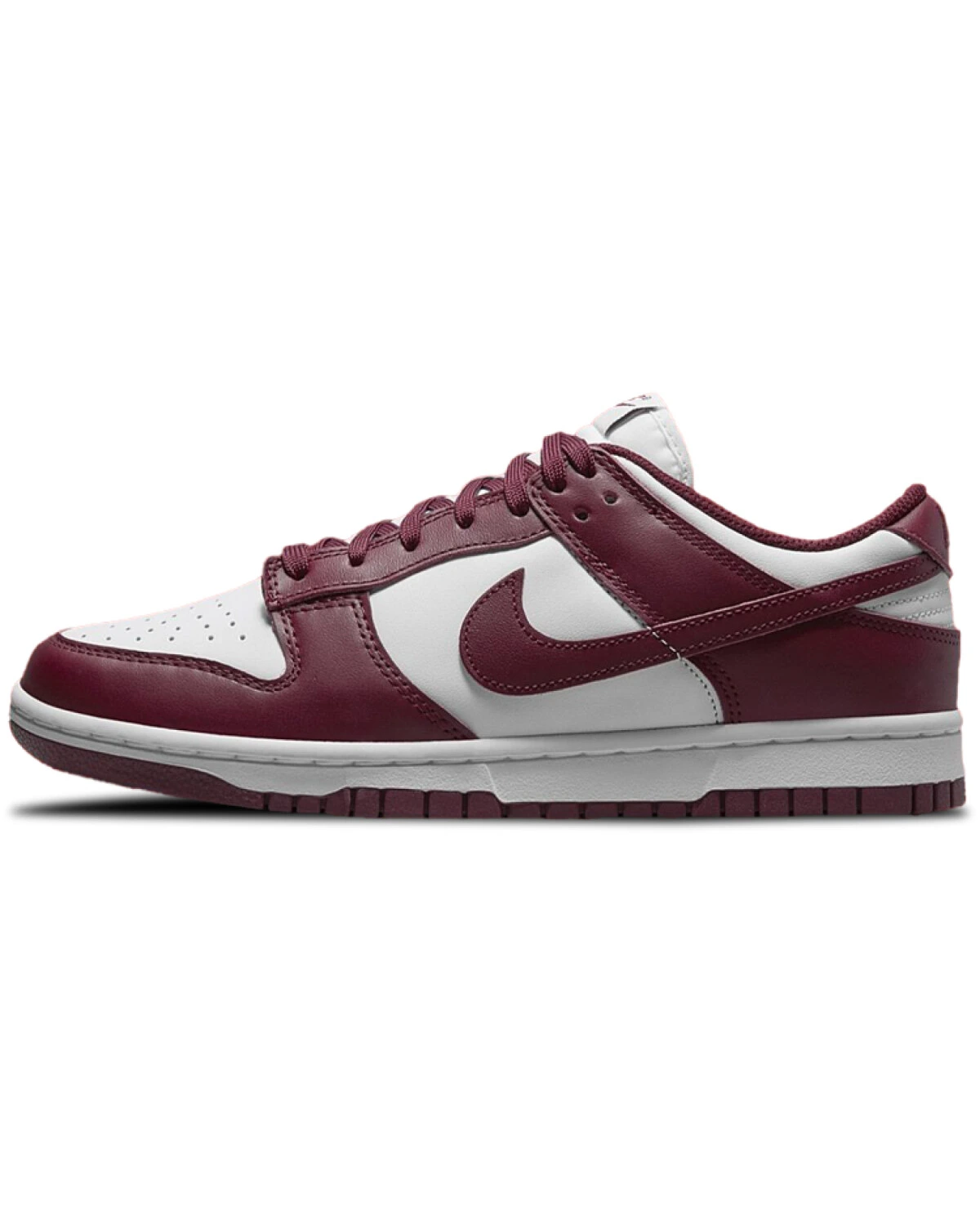 Nike Dunk женские кроссовки из натуральной кожи бордово-белые картинка