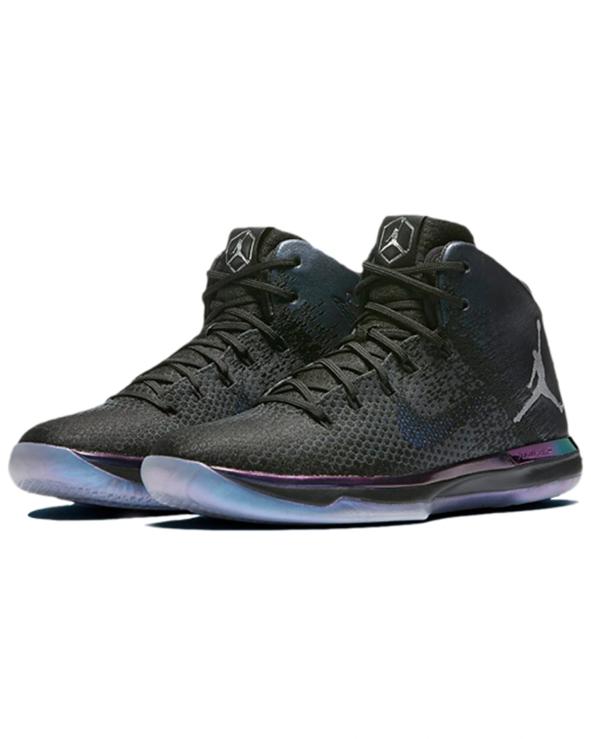 Jordan 31 мужские кроссовки высокие чёрные с металлическим серебром картинка