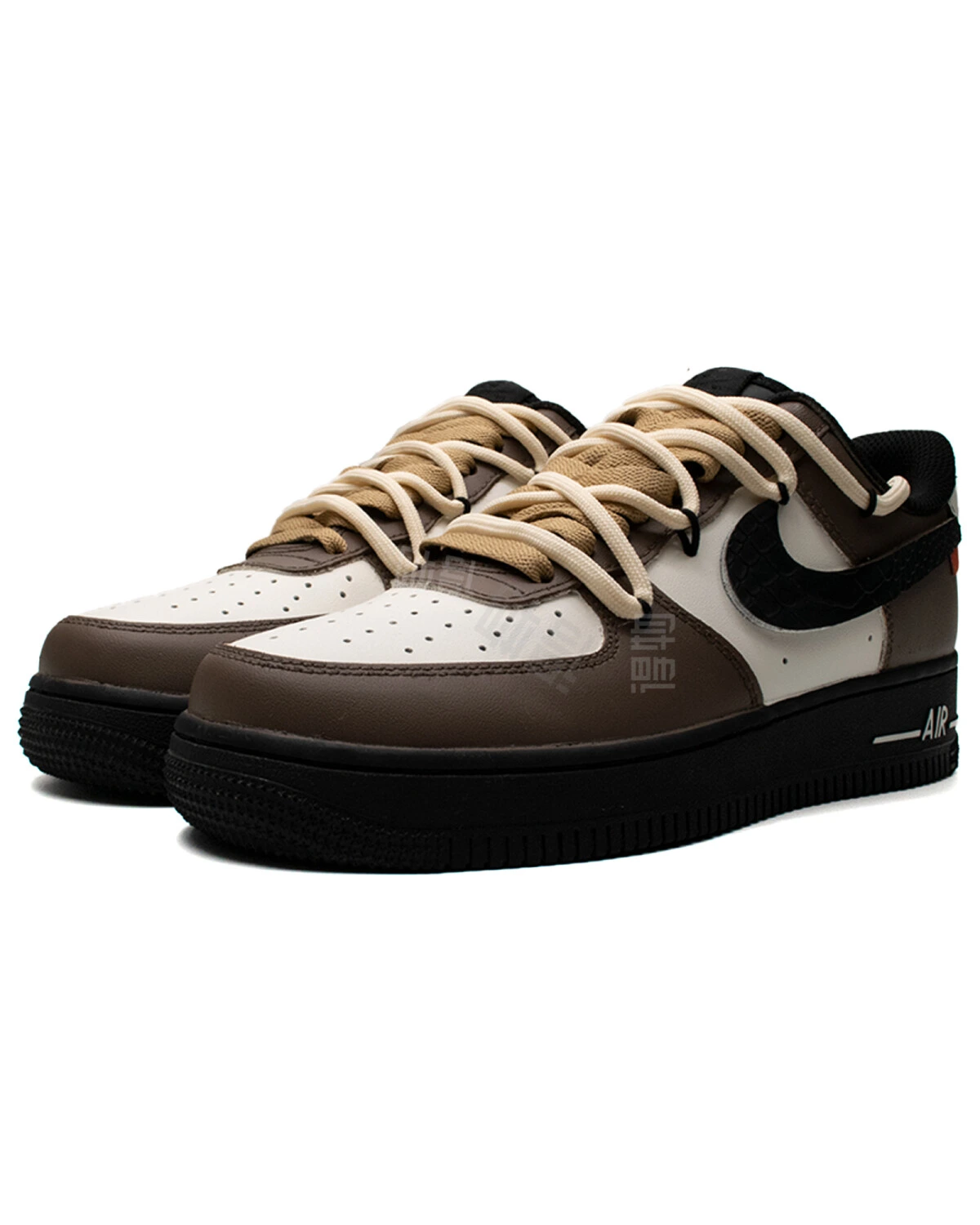 Nike Air Force 1 unisex кроссовки черно-белые с коричневым картинка