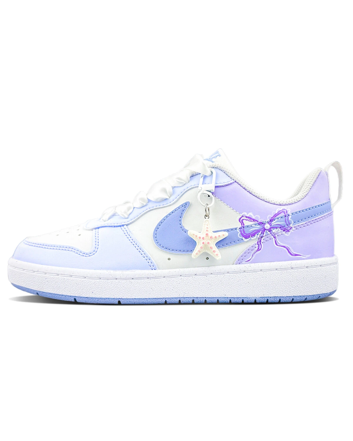 Nike Court Borough Low 2 детские кроссовки голубые с кожаным верхом картинка