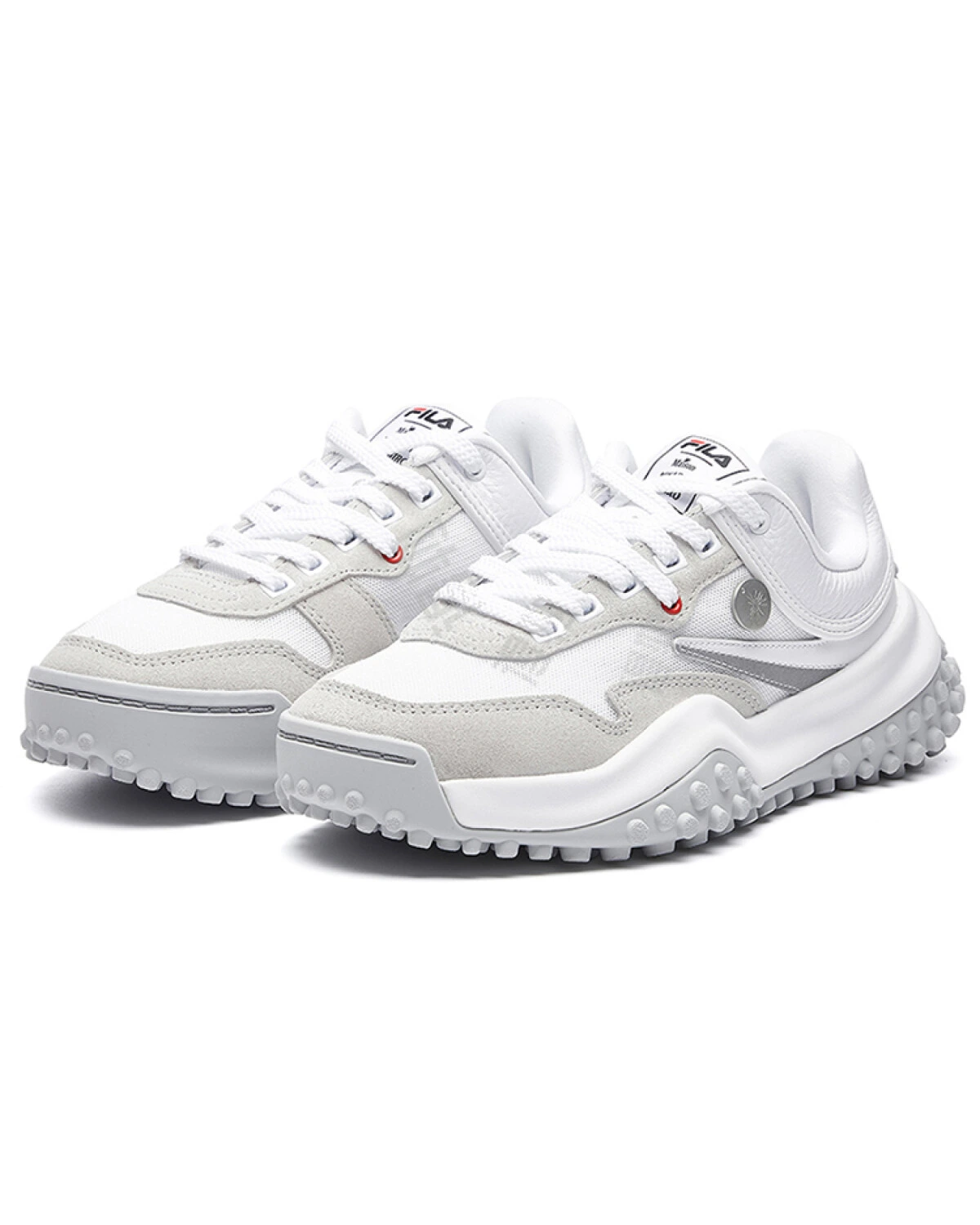 FILA T1 женские повседневные кроссовки из сетки и кожи бело-серые картинка