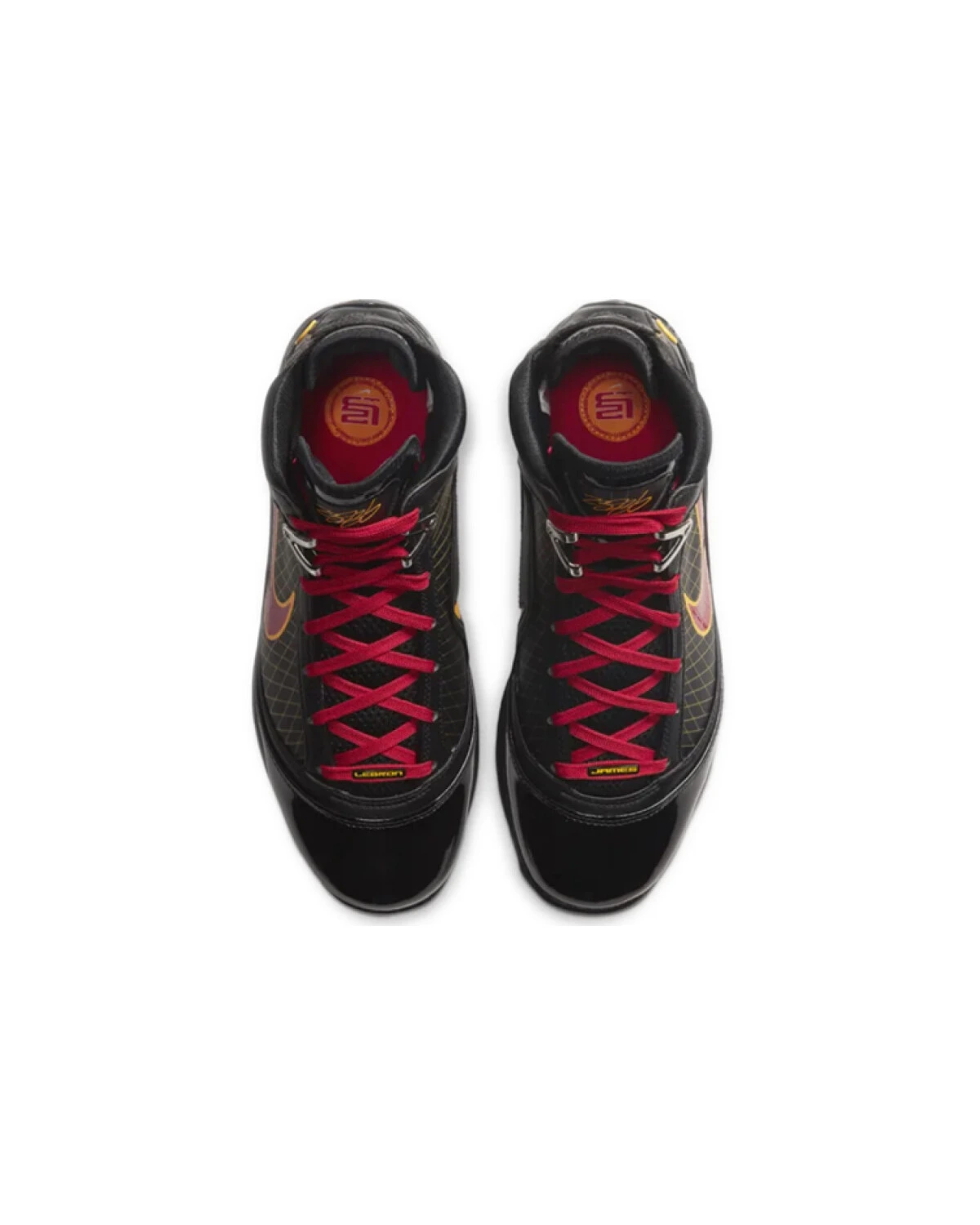 Nike Lebron 7 unisex высокие кроссовки кожаные чёрно-красные картинка