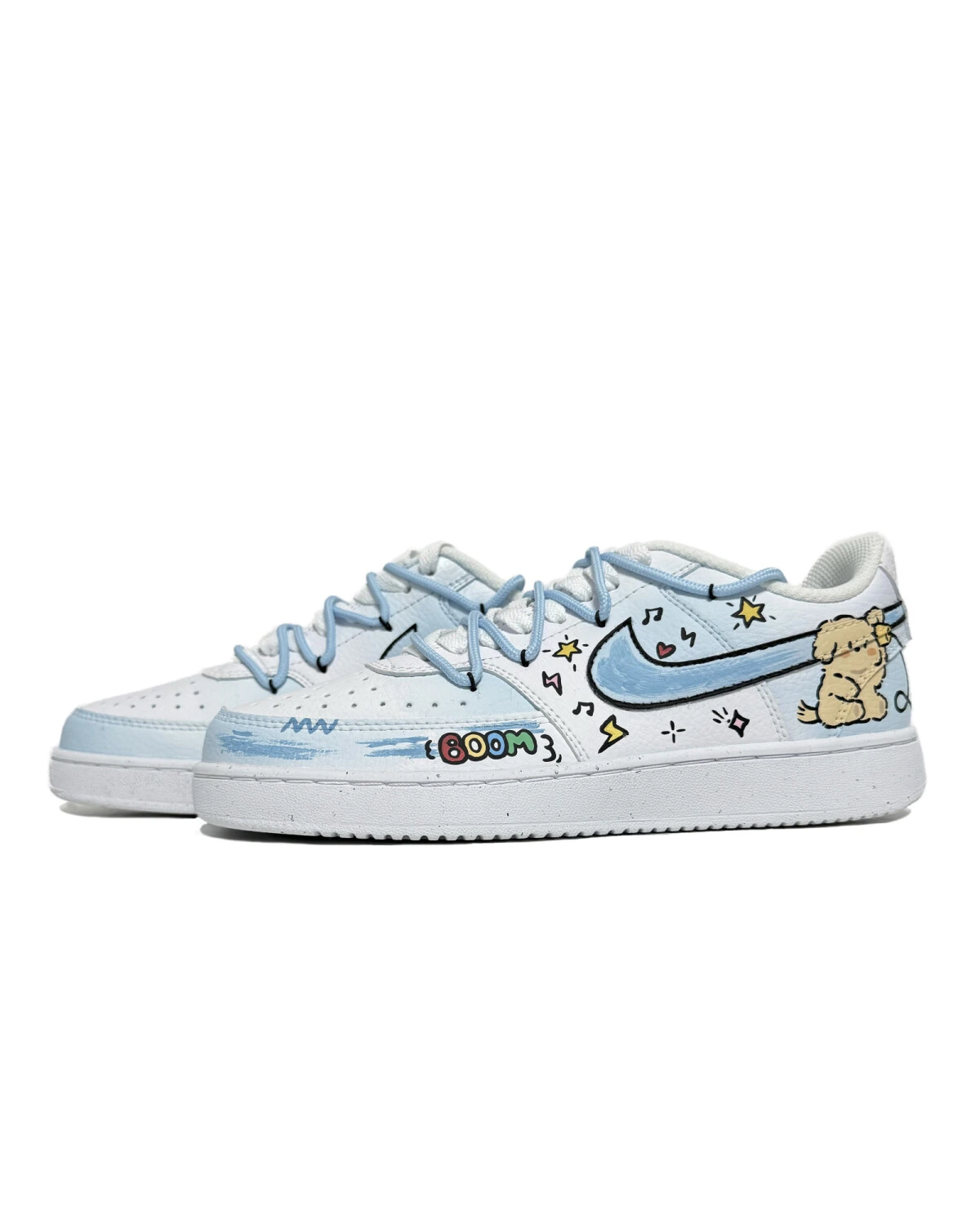 Nike Court Vision 1 Love Megaphone Унисекс кроссовки бело-синие повседневные картинка