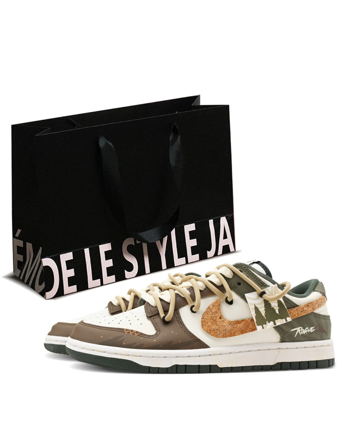 Nike Dunk Low unisex кеды из натуральной кожи коричневые картинка