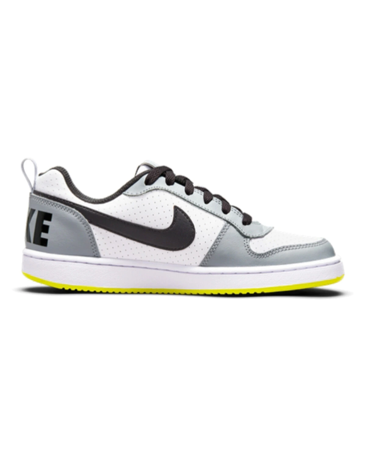Nike Court Borough Low детские кроссовки серо-белые с желтым картинка