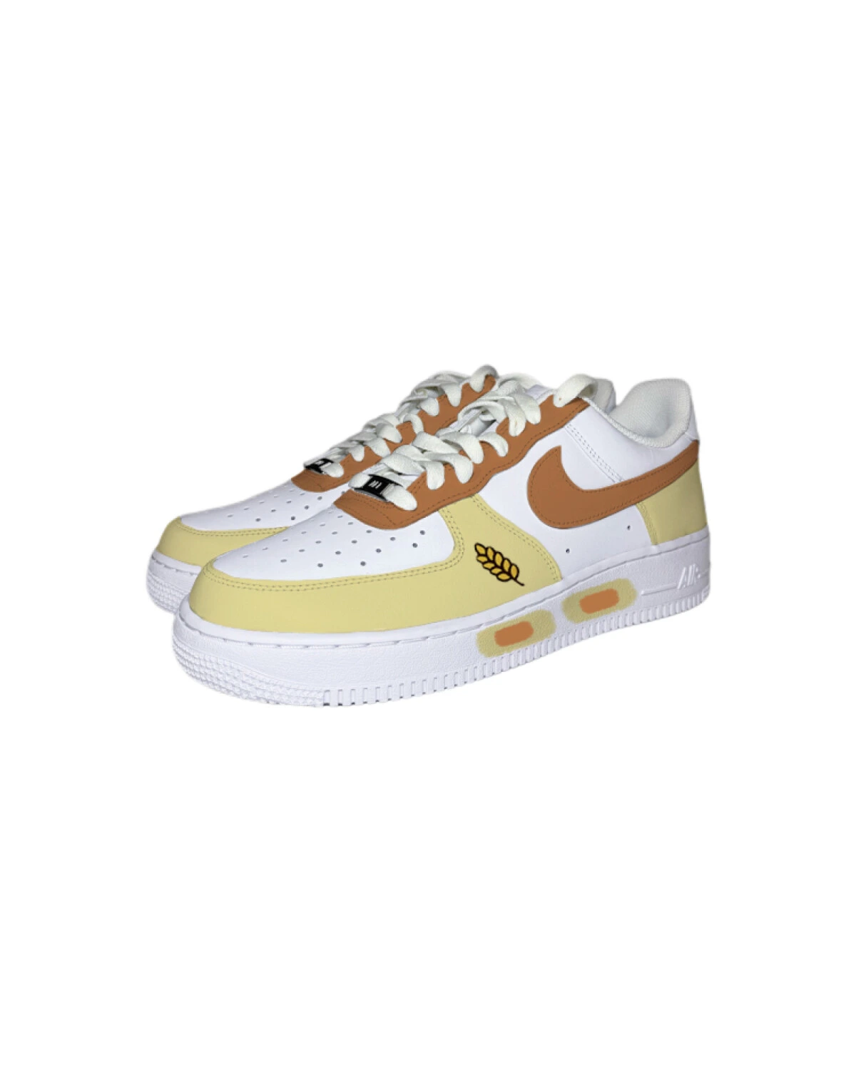 Nike Air Force 1 женские кроссовки бело-желто-коричневые картинка