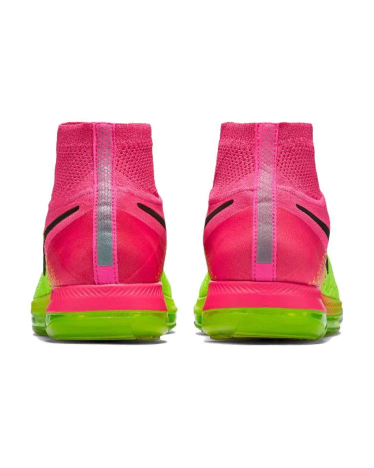 Nike All Out Flyknit мужские кроссовки текстильные неоновые зелено-розовые картинка