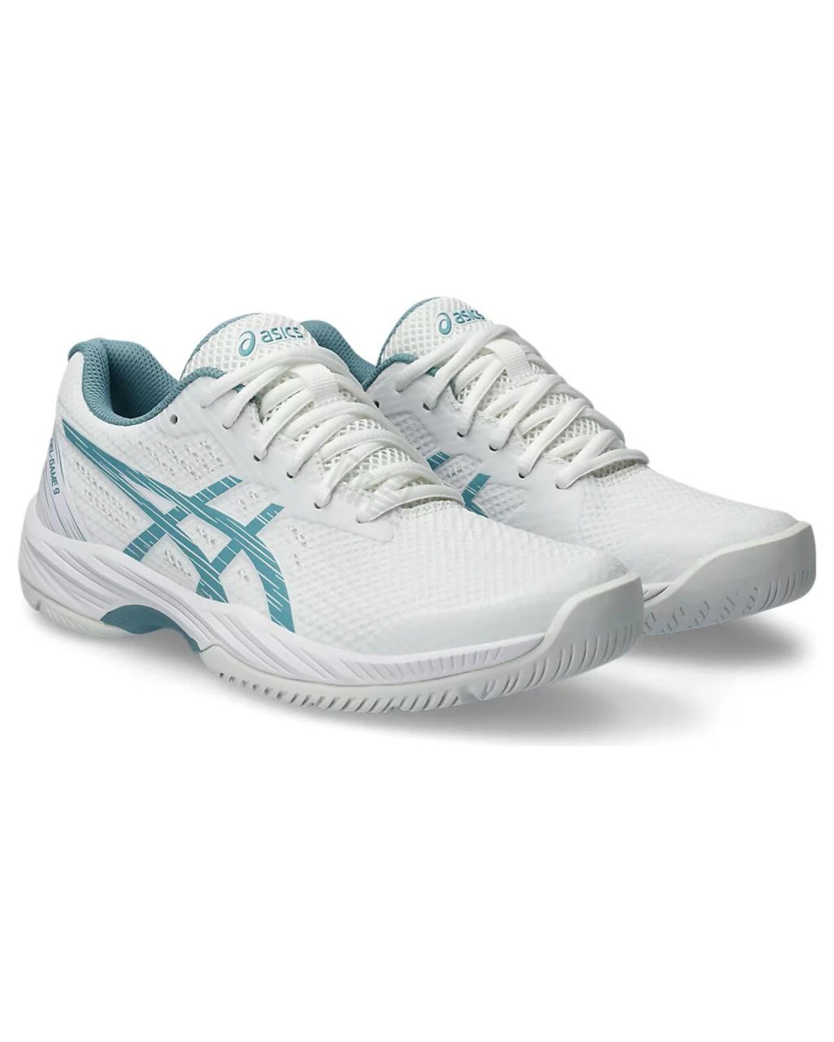 Asics Gel-Game 9 женские кроссовки теннисные бело-голубые сетчатые картинка