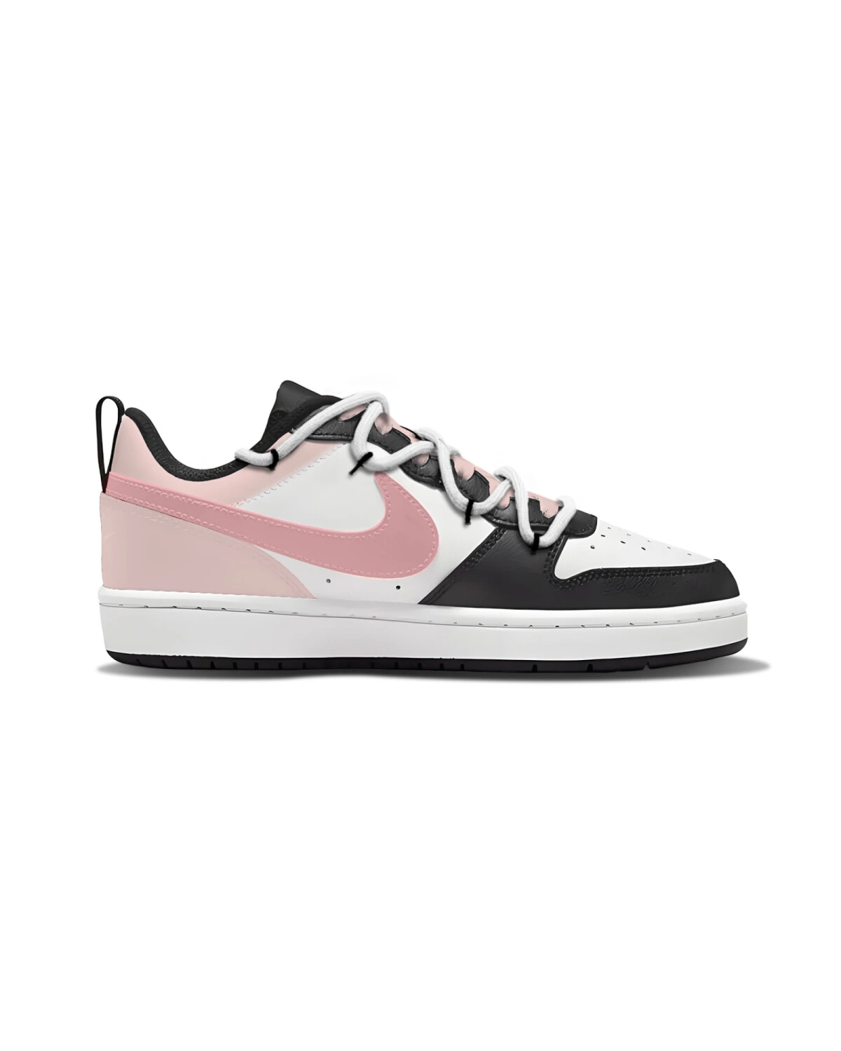 Nike Court Borough Low 2 детские кроссовки кожаные черно-розовые картинка