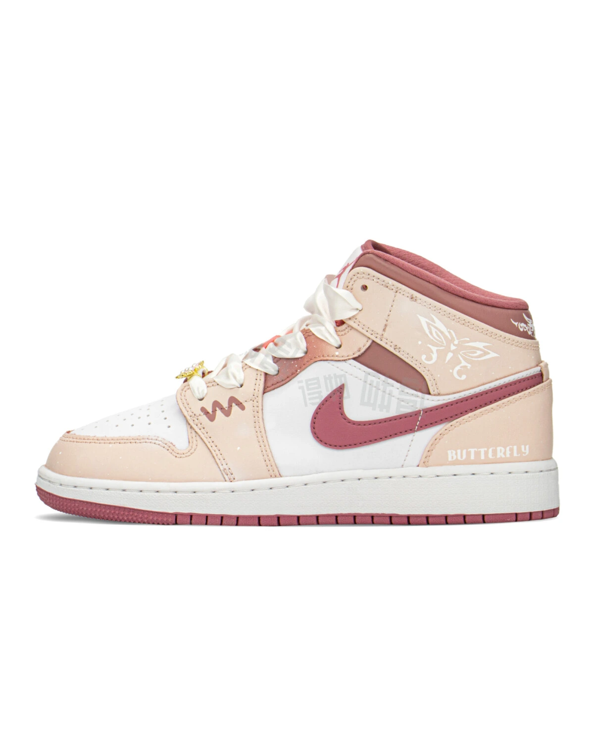 Jordan Air Jordan 1 FZBB женские кроссовки высокие розово-белые картинка