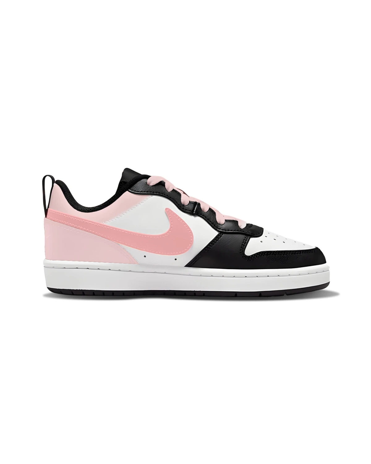 Nike Court Borough Low 2 детские кеды кожаные черно-розовые картинка