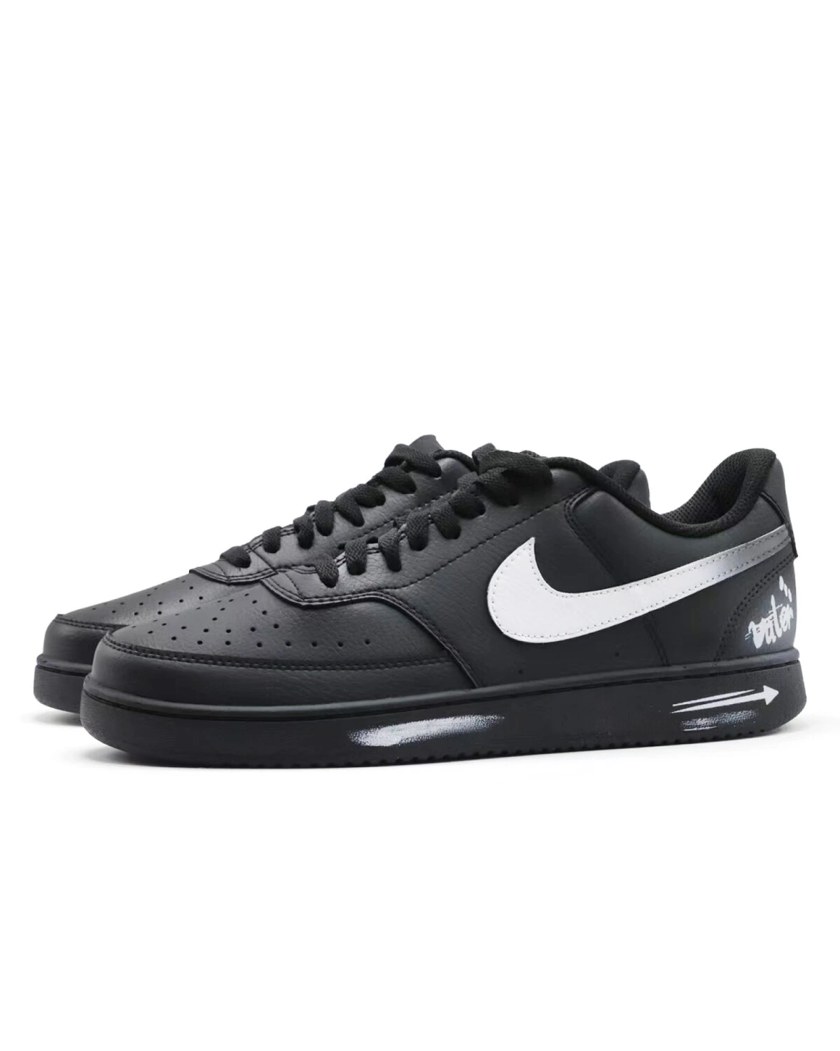 Nike Court Vision 1 мужские кроссовки износостойкие на шнуровке черно-белые картинка