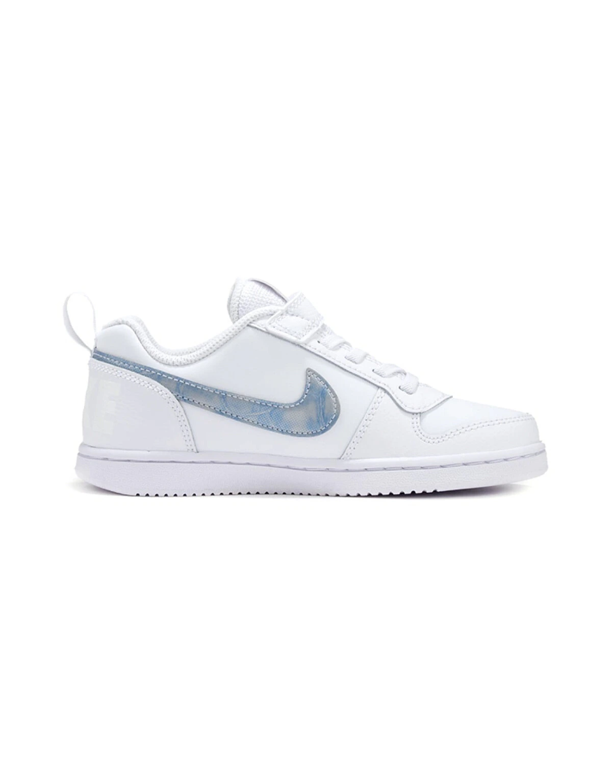 Nike Court Borough Low детские кроссовки на липучке бело-синие картинка