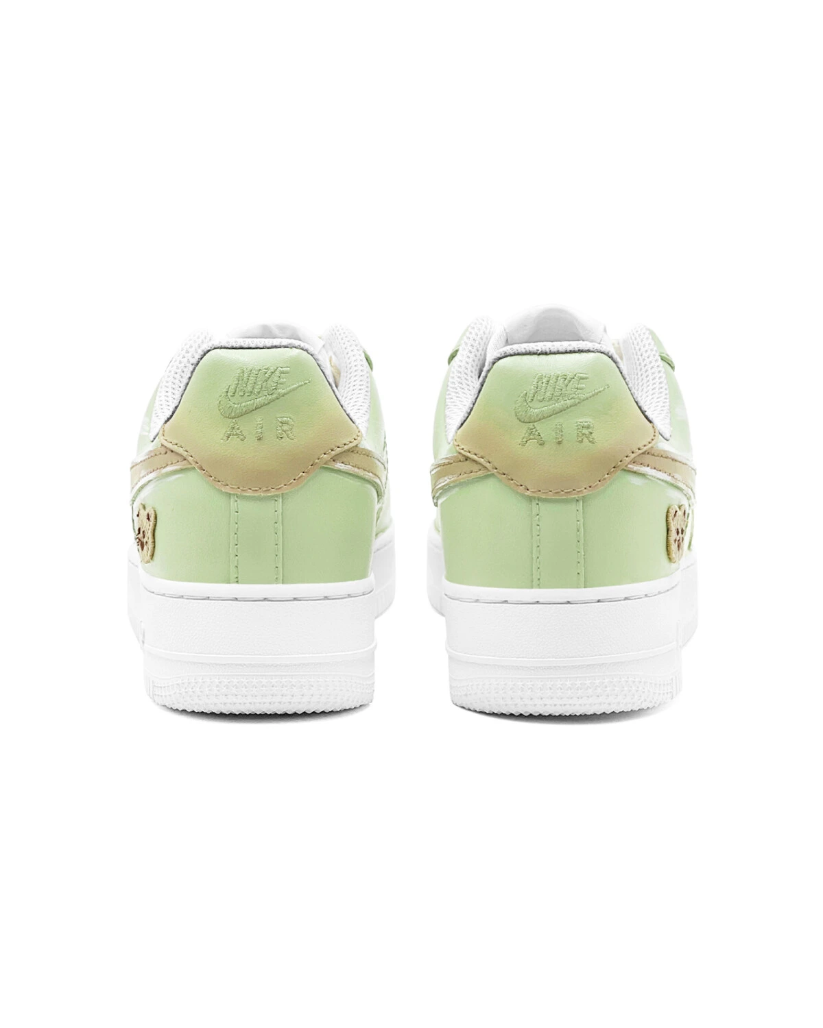 Nike Air Force 1 женские повседневные кроссовки зелено-желтые с медвежьим принтом картинка