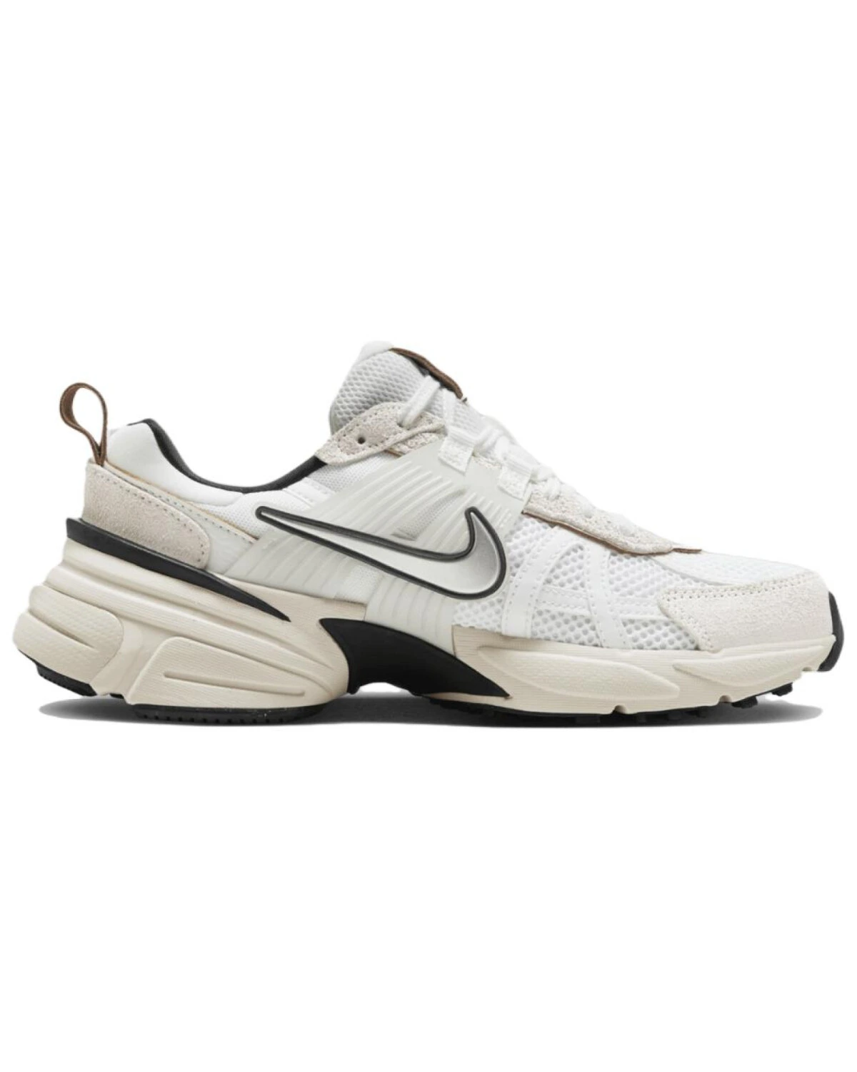 Nike V2K Run унисекс кроссовки бежево-белые с черными вставками картинка