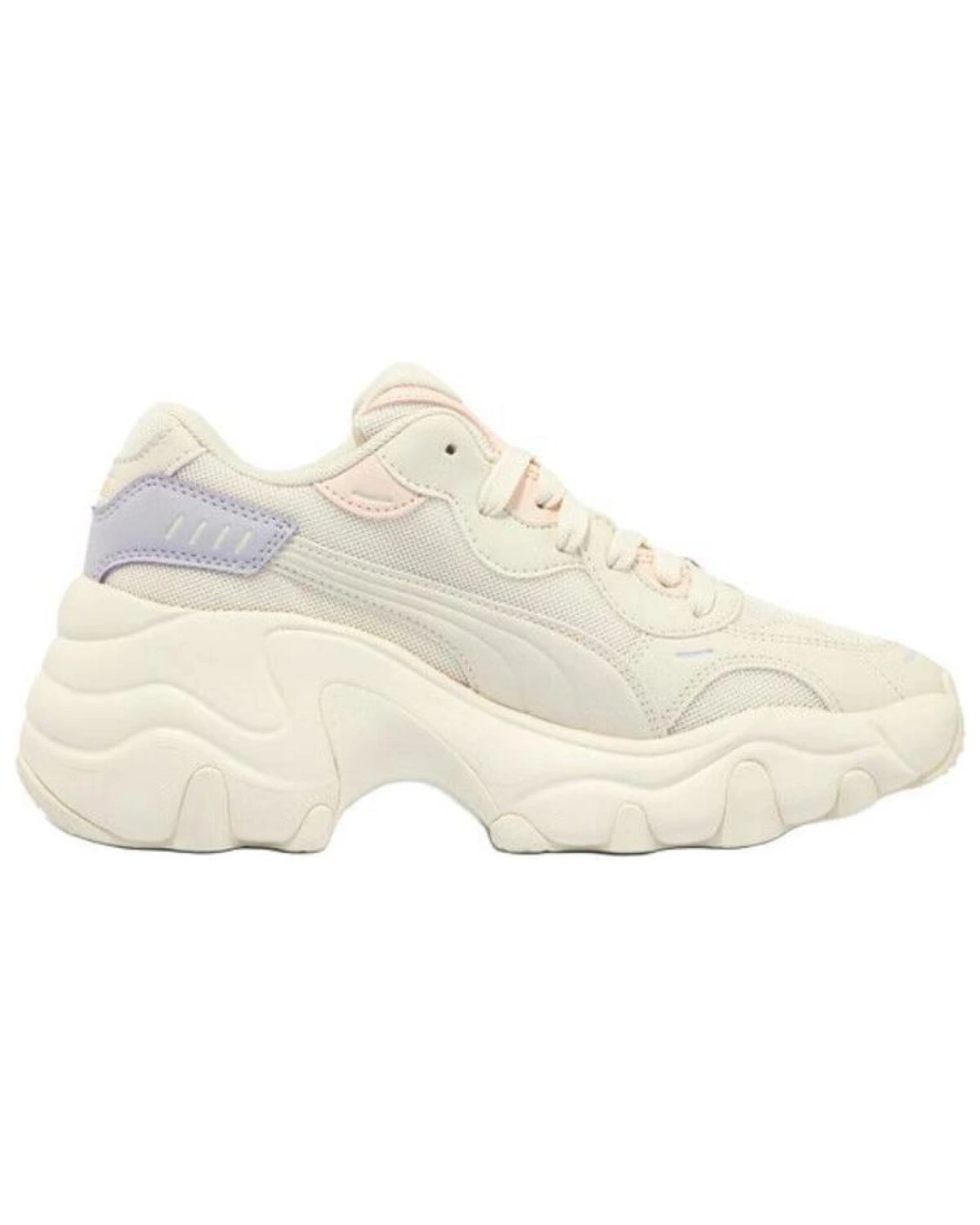 PUMA Pulsar Wedge женские кроссовки на платформе бежевые с фиолетовыми и розовыми акцентами картинка