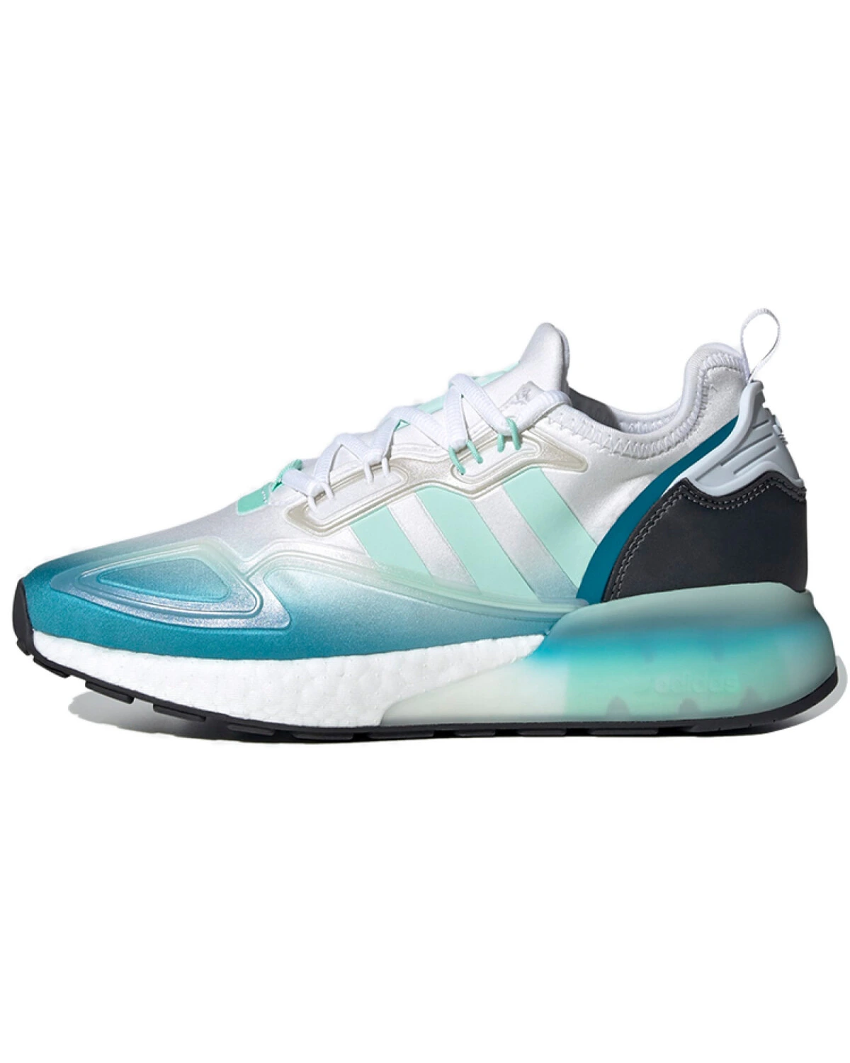 Adidas Originals ZX 2K Boost женские кроссовки повседневные бело-зеленые картинка