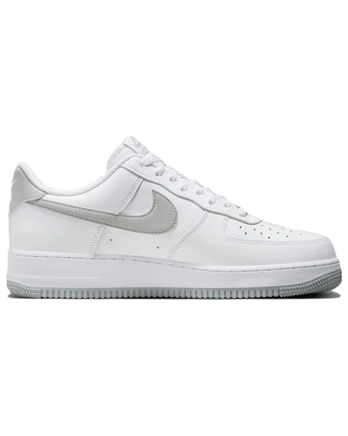 Nike Air Force 1 унисекс кроссовки кожаные бело-серые картинка