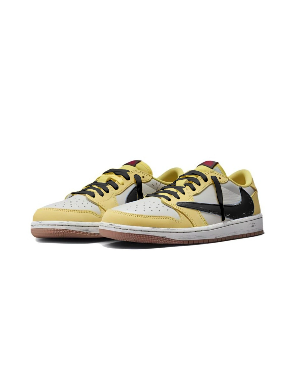 Jordan Travis Scott x Air Jordan 1 унисекс кроссовки черно-желтые повседневные картинка