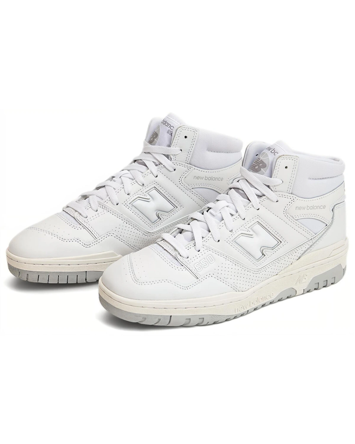 New Balance NB 650 унисекс кроссовки высокие белые кожаные картинка