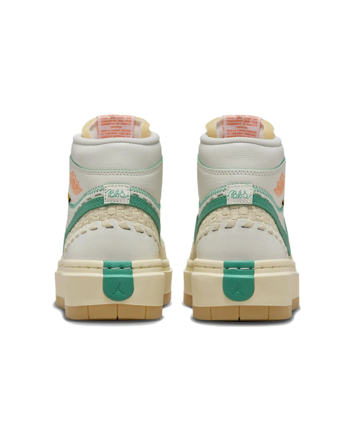 Jordan Air Jordan 1 High Top женские кроссовки бело-зеленые высокие картинка