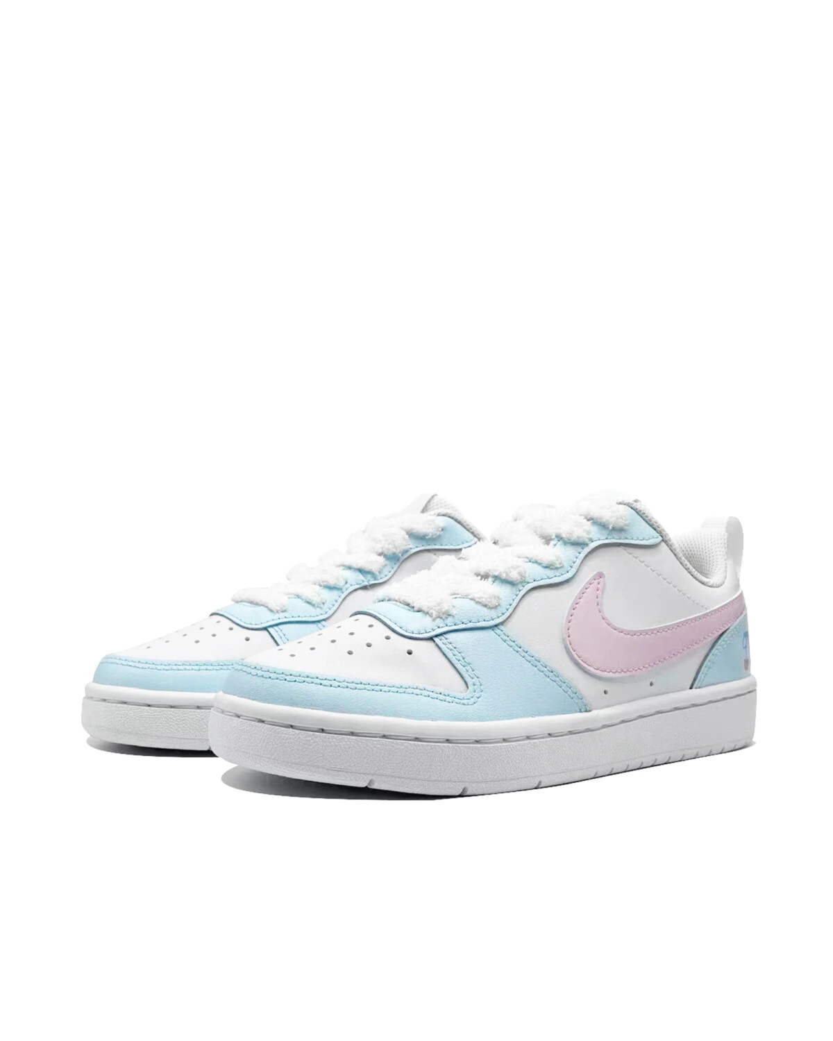 Nike Court Borough детские кроссовки кожаные розово-голубые картинка