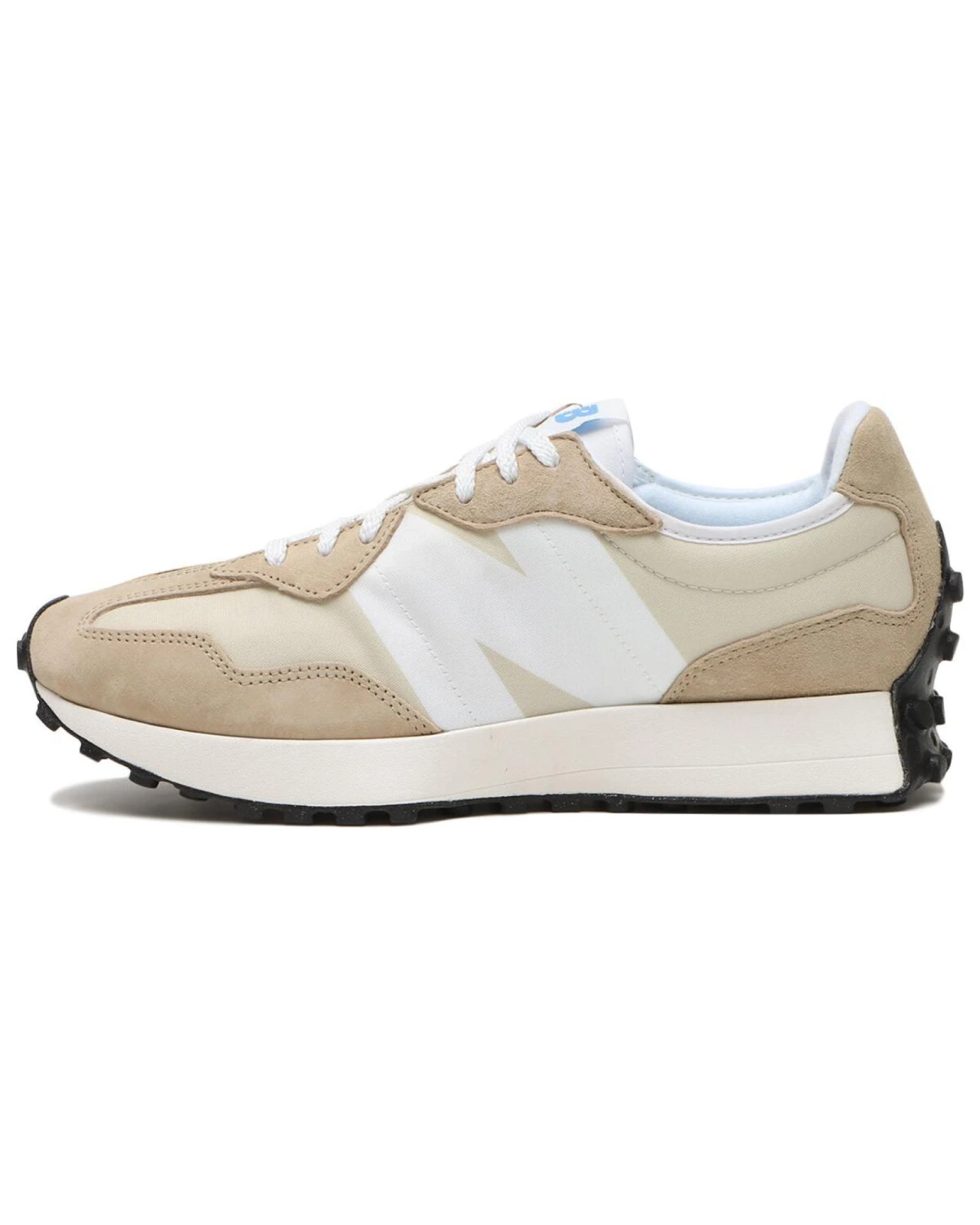 New Balance NB 327 унисекс кроссовки из кожи бело-бежевые картинка