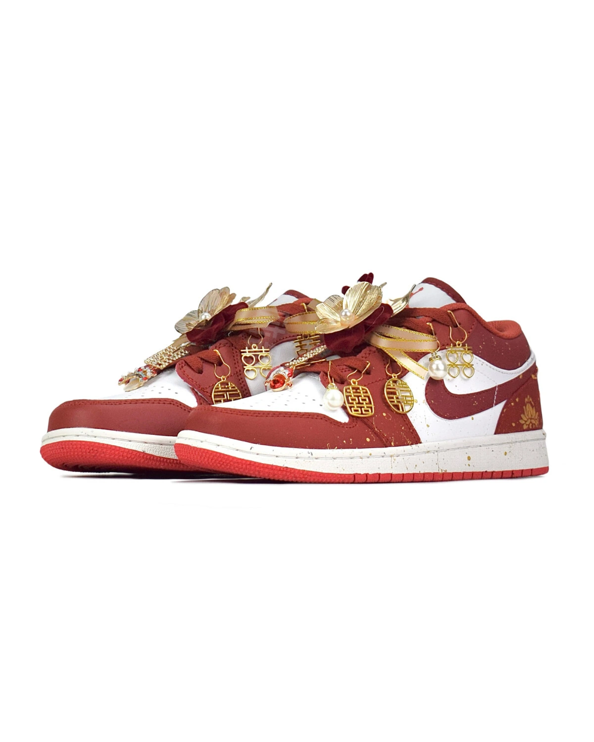 Jordan Air Jordan 1 женские кроссовки красные с цветочным принтом картинка