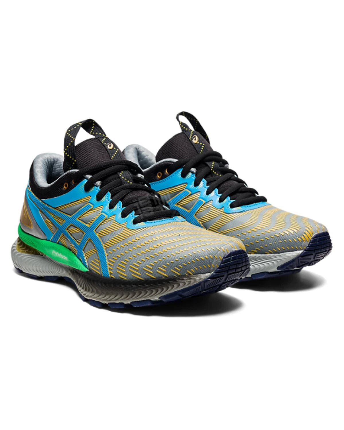 Asics GEL-Nimbus 22 женские кроссовки для бега серо-золотисто-синие картинка