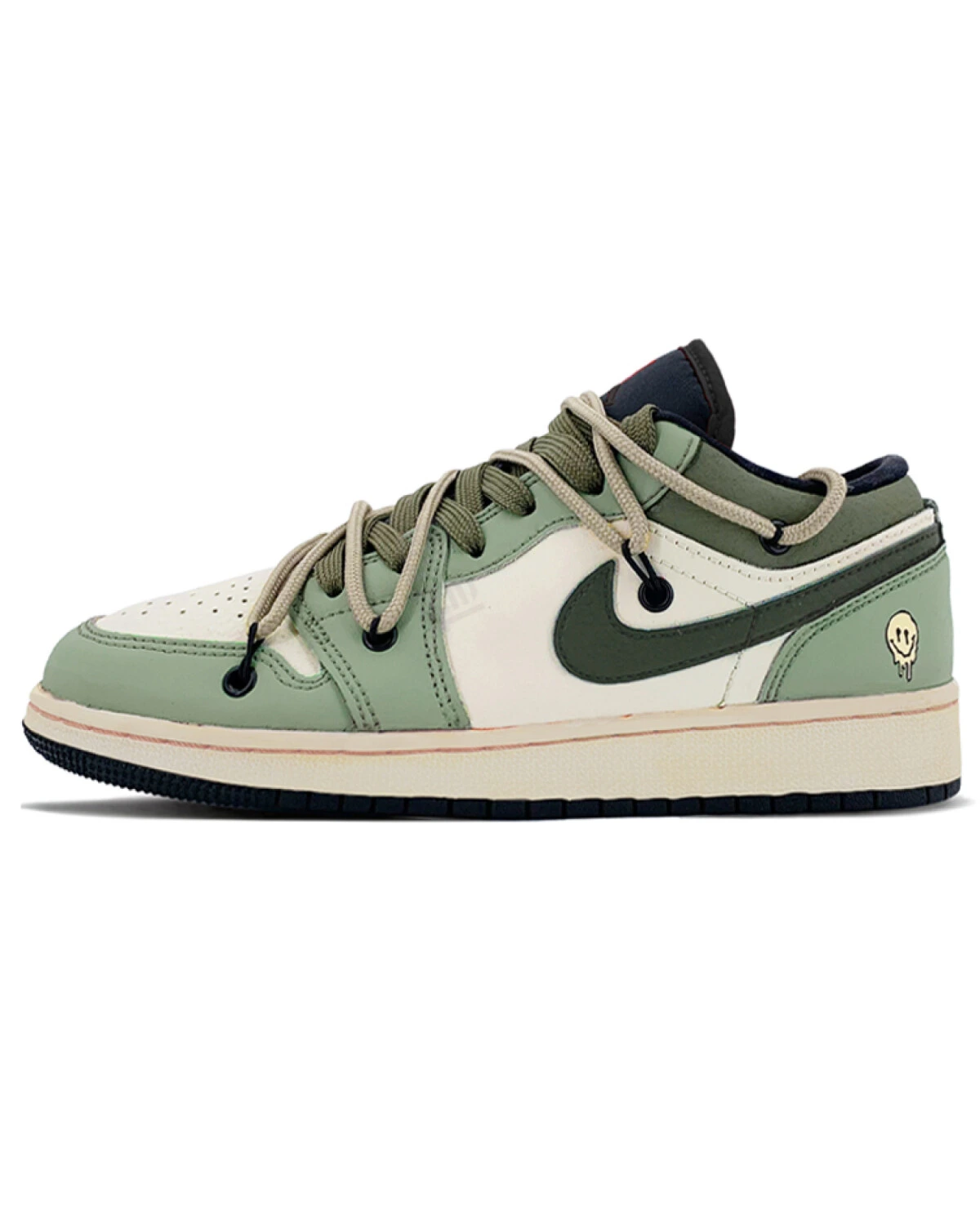 Jordan Air Jordan 1 Low мужские кроссовки темно-зеленые с принтом черепа и смайлика картинка