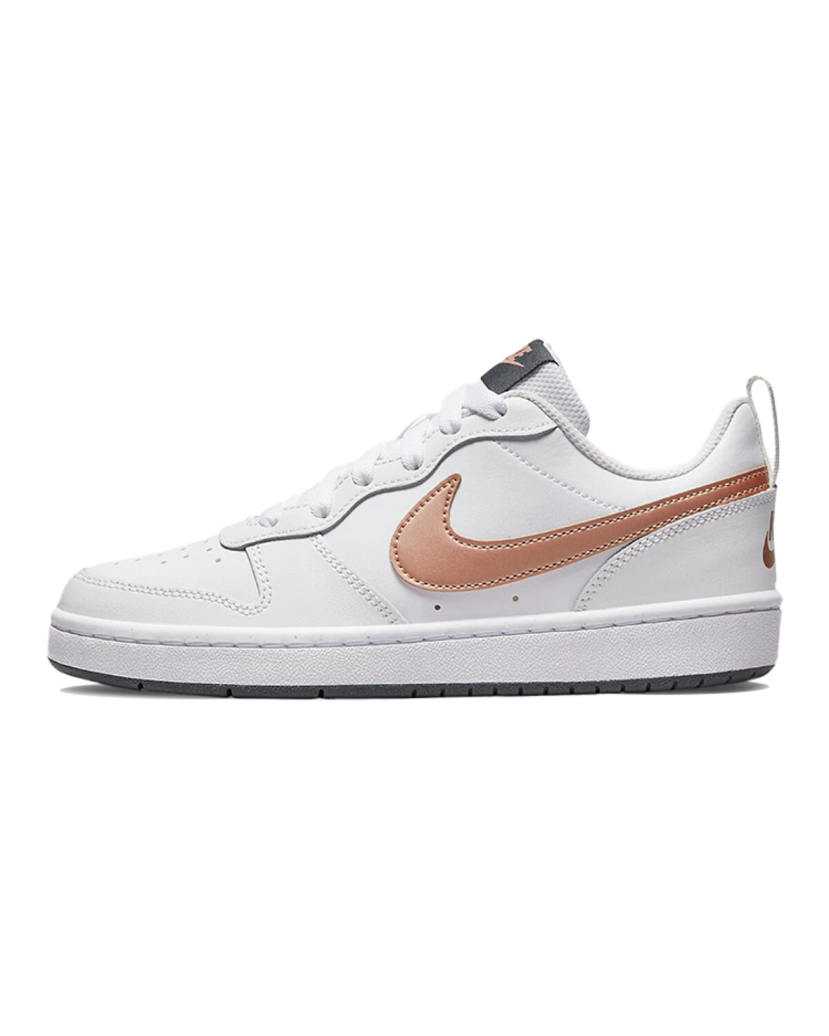 Nike Court Borough Low 2 детские кеды белые с золотым картинка