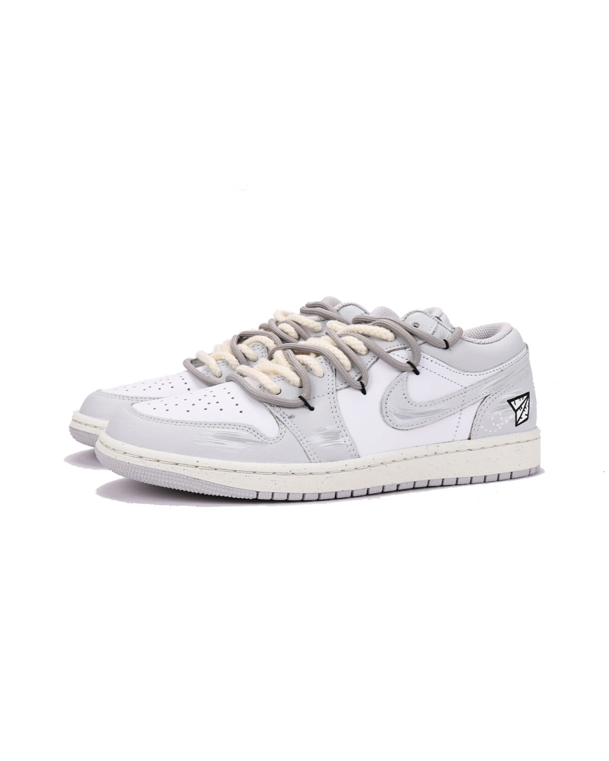 Jordan Air Jordan 1 мужские кроссовки из натуральной кожи светло-серые картинка