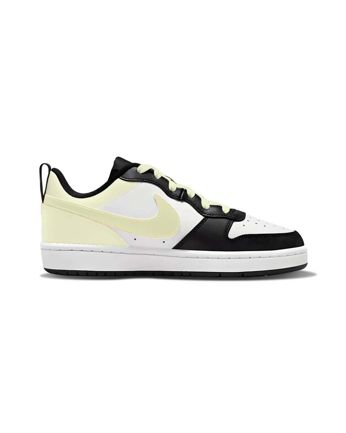 Nike Court Borough Low 2 детские кроссовки кожаные черно-желтые с амортизацией картинка