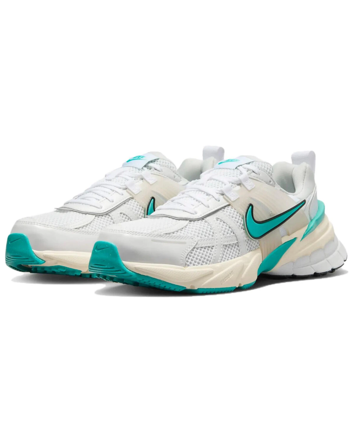 Nike V2K Run унисекс кроссовки повседневные бело-бежево-зеленые картинка